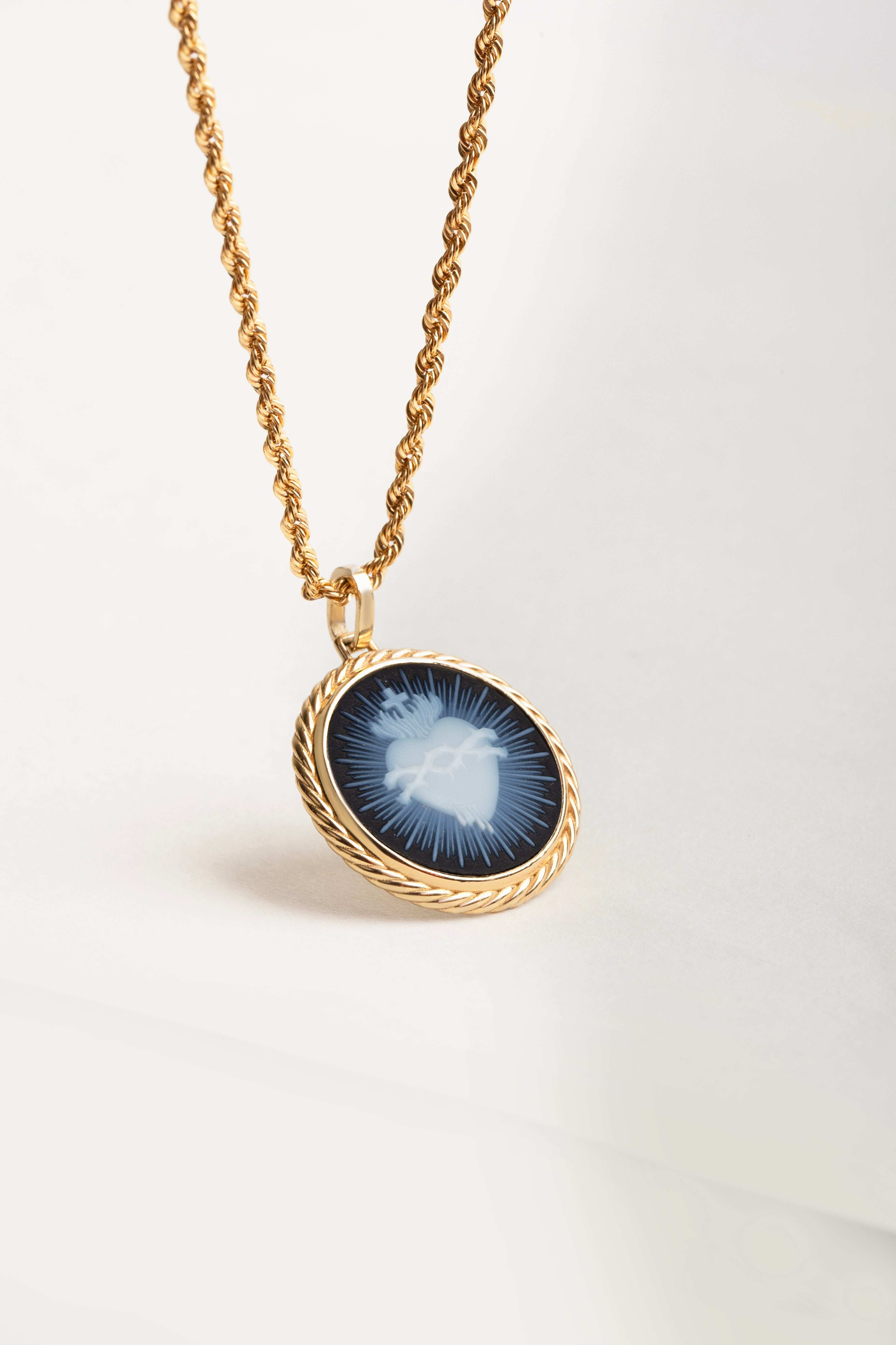 SARDONYX SACRED HEART NECKLACE