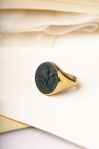 BLOODSTONE THISTLE RING