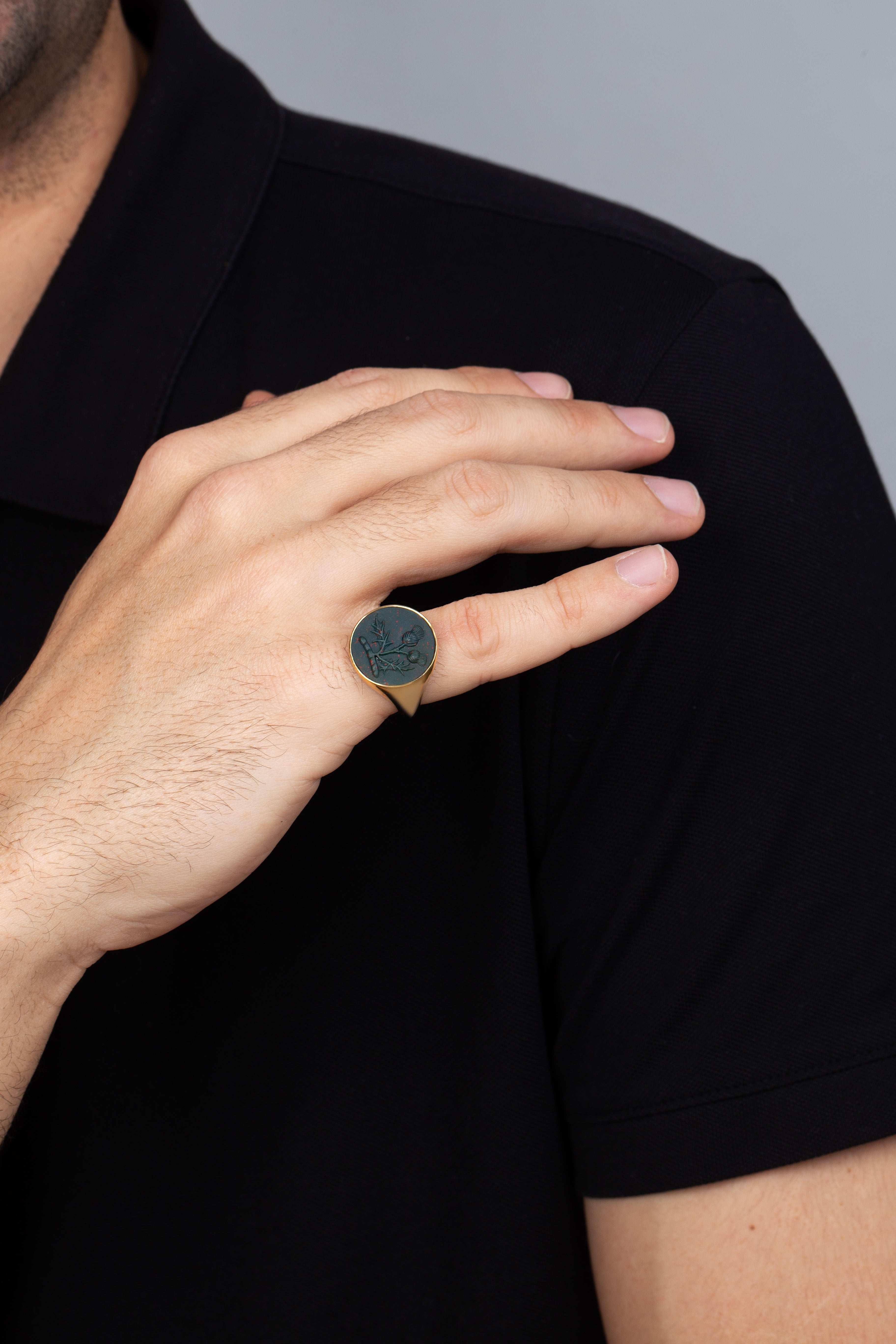 BLOODSTONE THISTLE RING