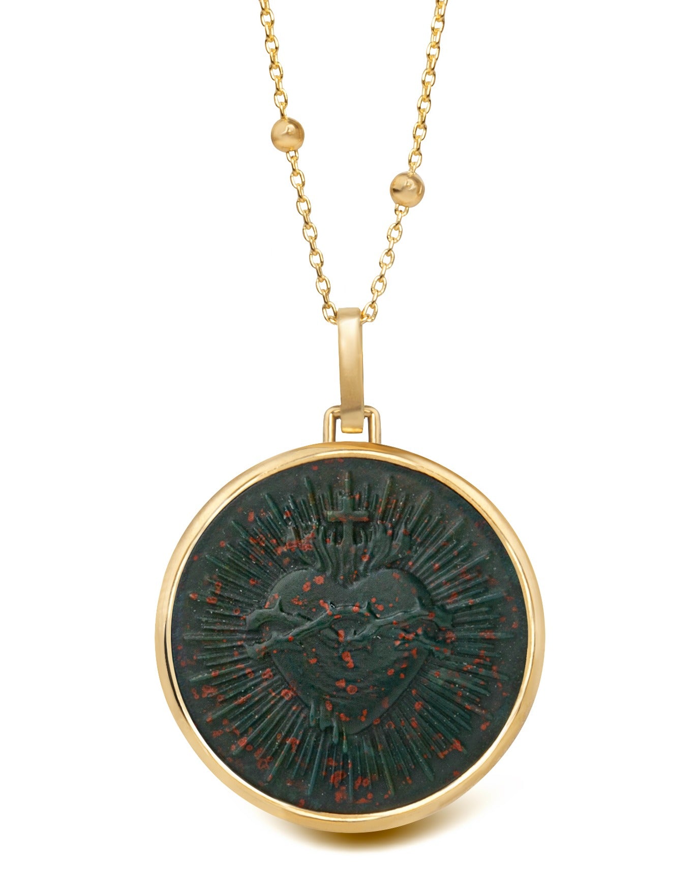 BLOODSTONE SACRED HEART NECKLACE