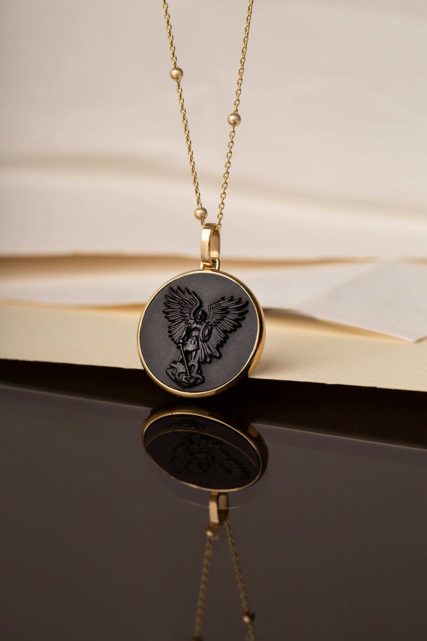 ONYX MICHAEL ARCHANGEL NECKLACE