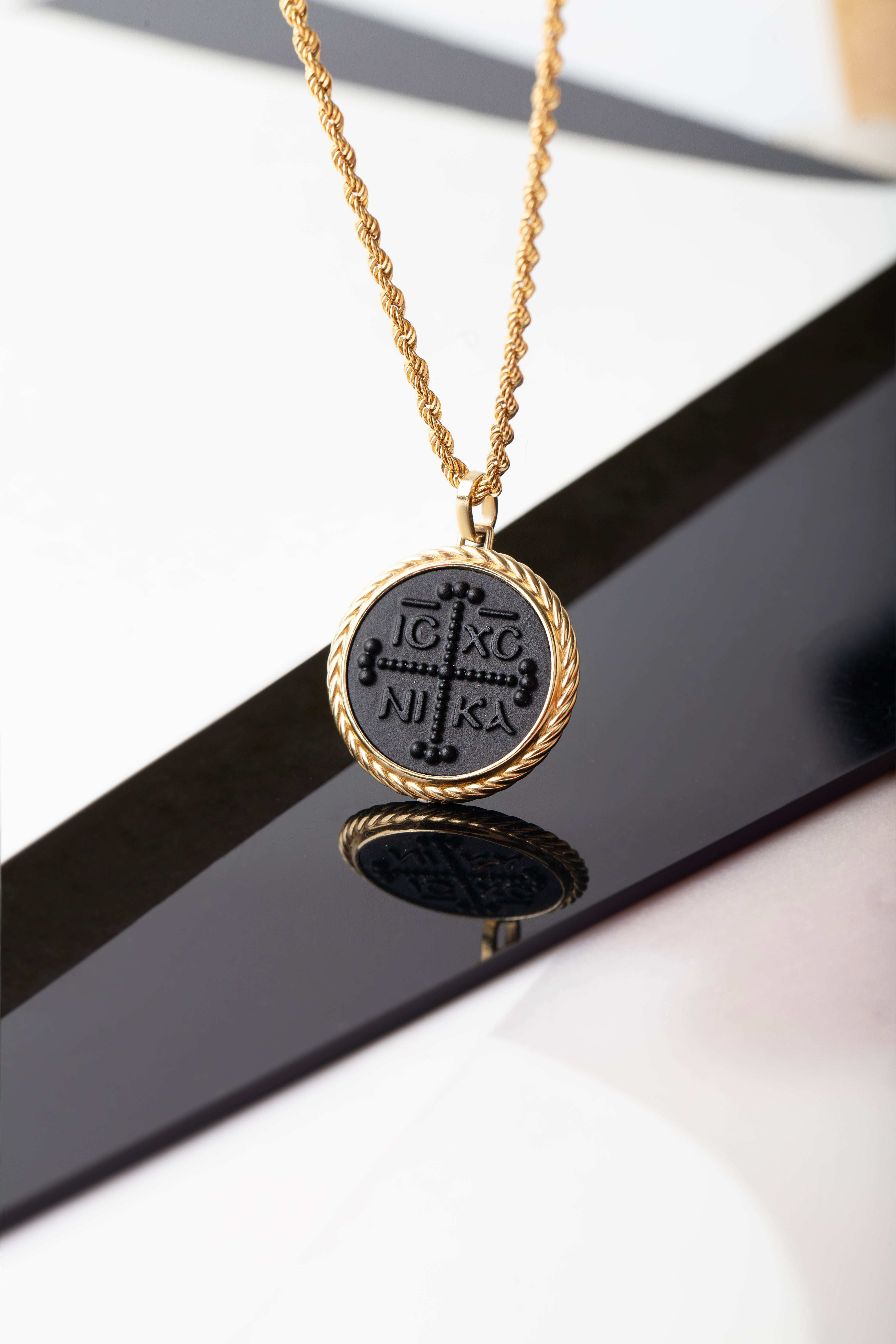 ONYX ICXC NIKA CROSS INTAGLIO NECKLACE – AETNEAN