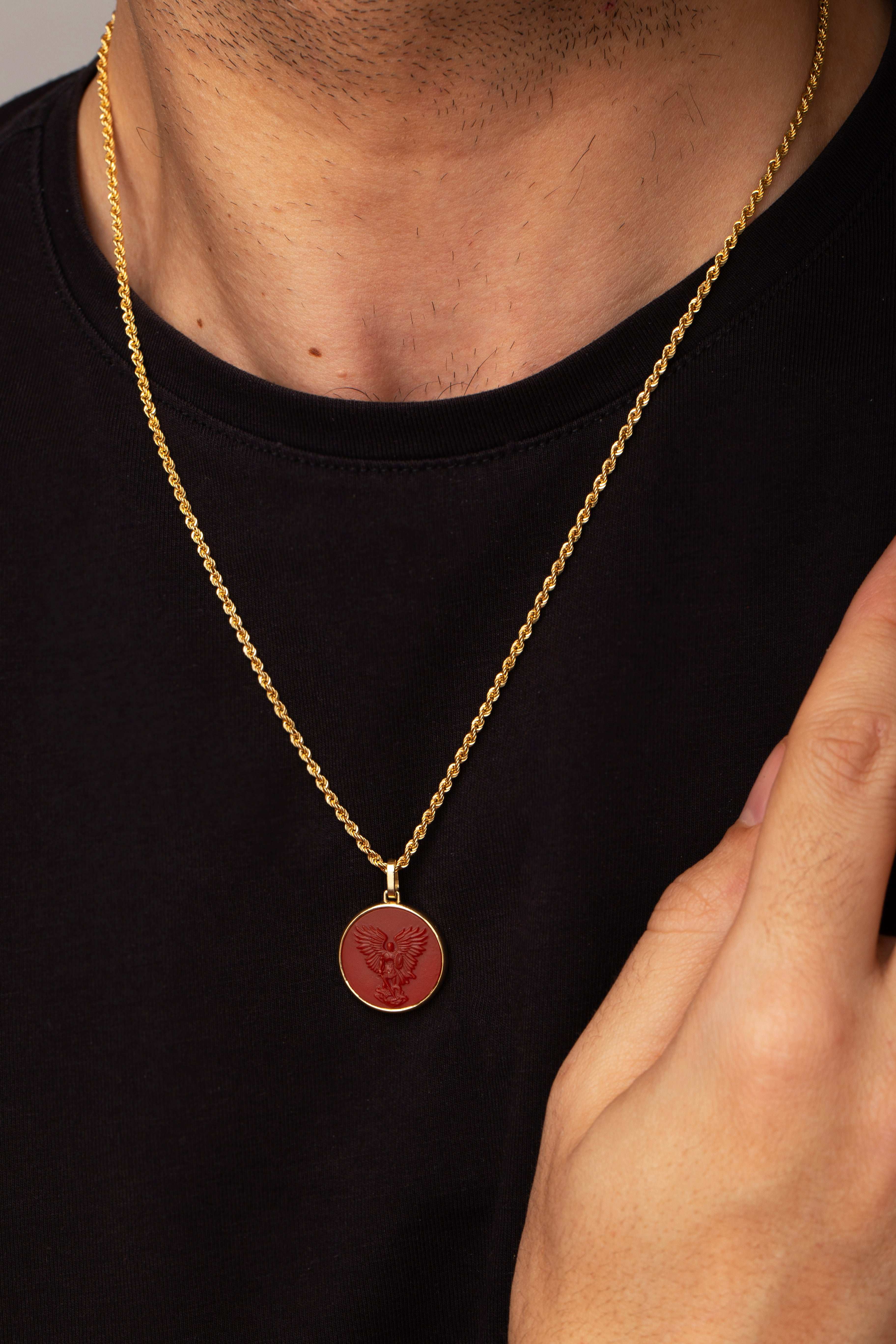 CARNELIAN MICHAEL ARCHANGEL NECKLACE