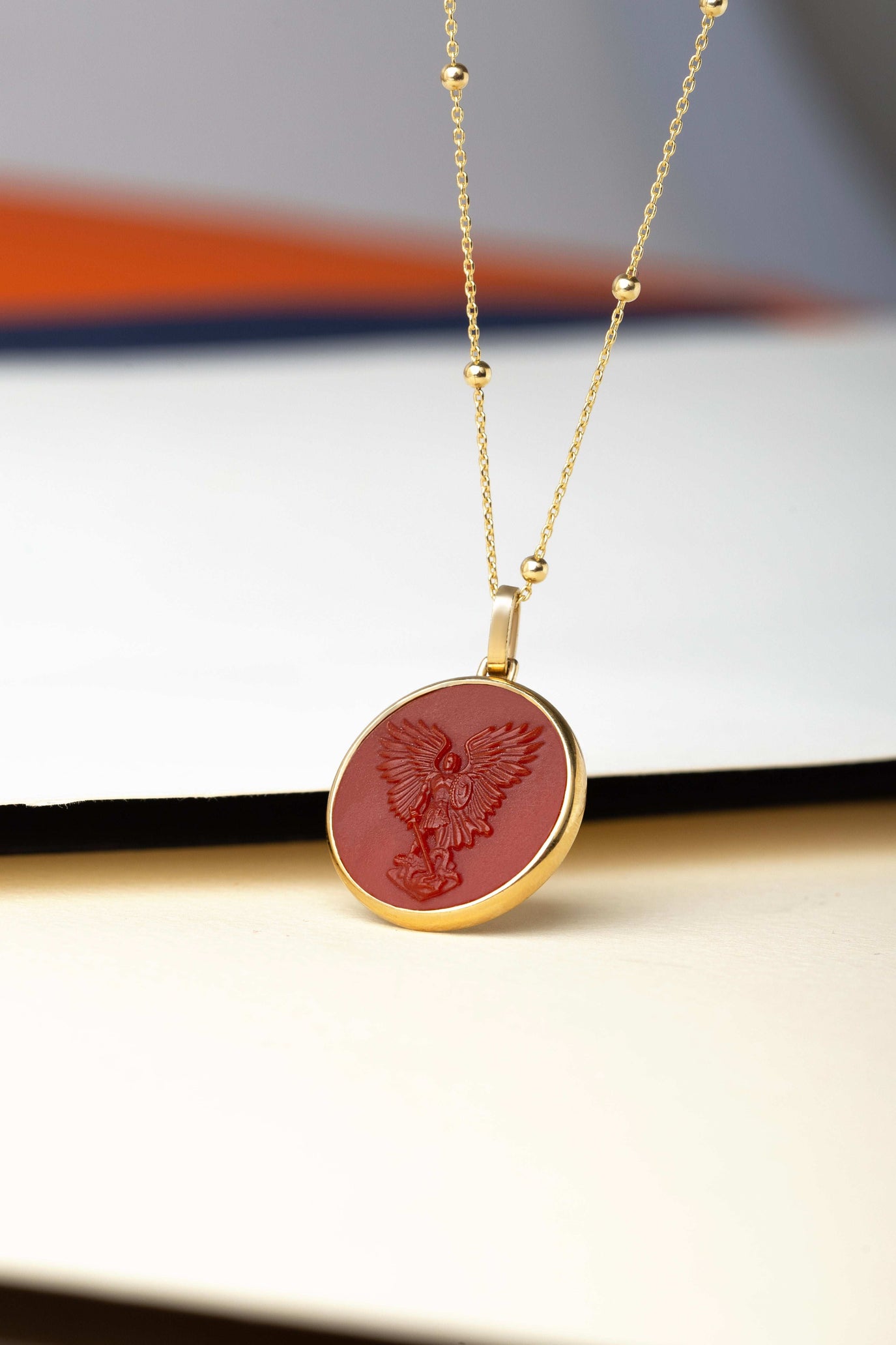 CARNELIAN MICHAEL ARCHANGEL NECKLACE
