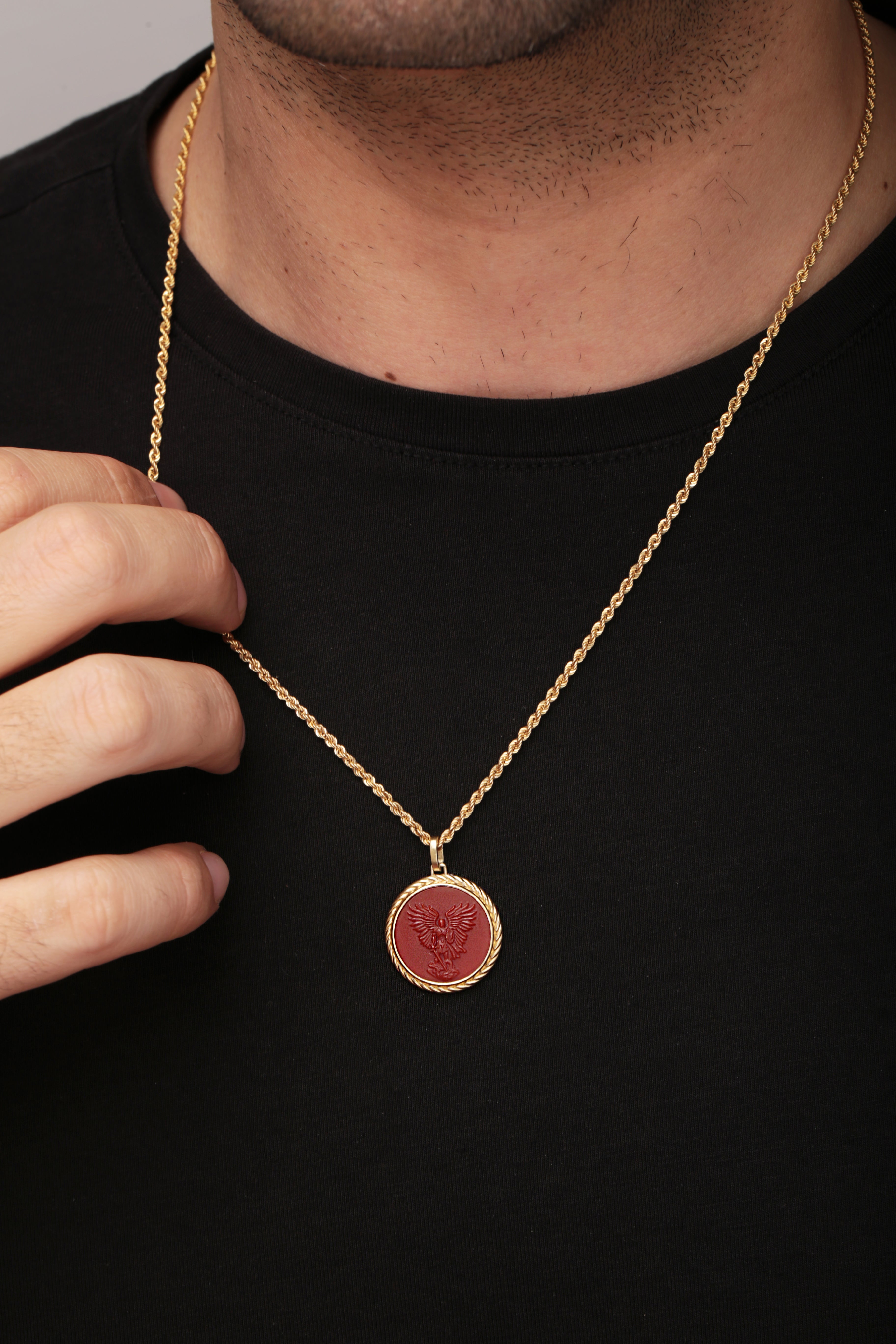 CARNELIAN MICHAEL ARCHANGEL NECKLACE