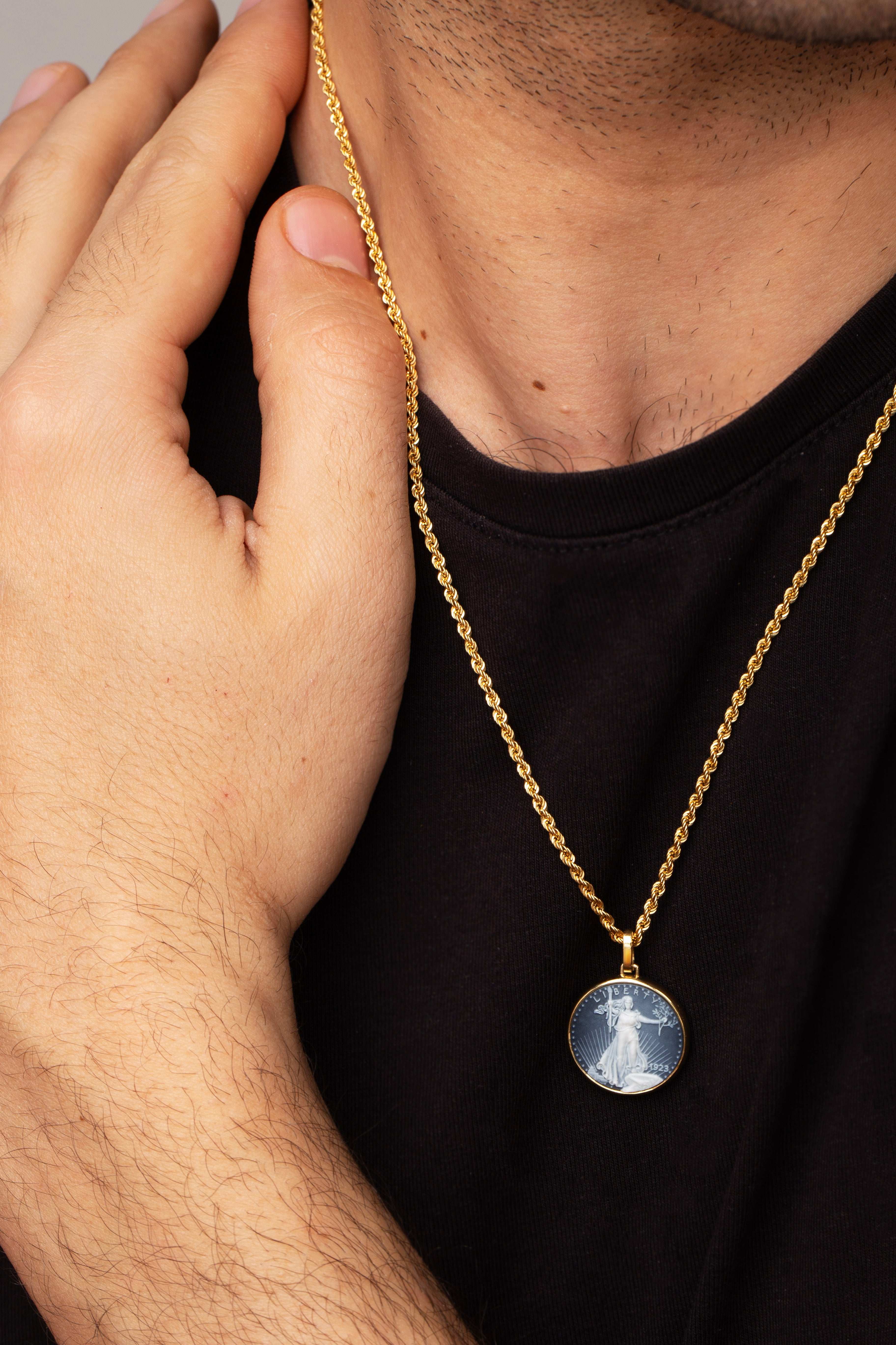 SARDONYX AMERICAN EAGLE COIN NECKLACE