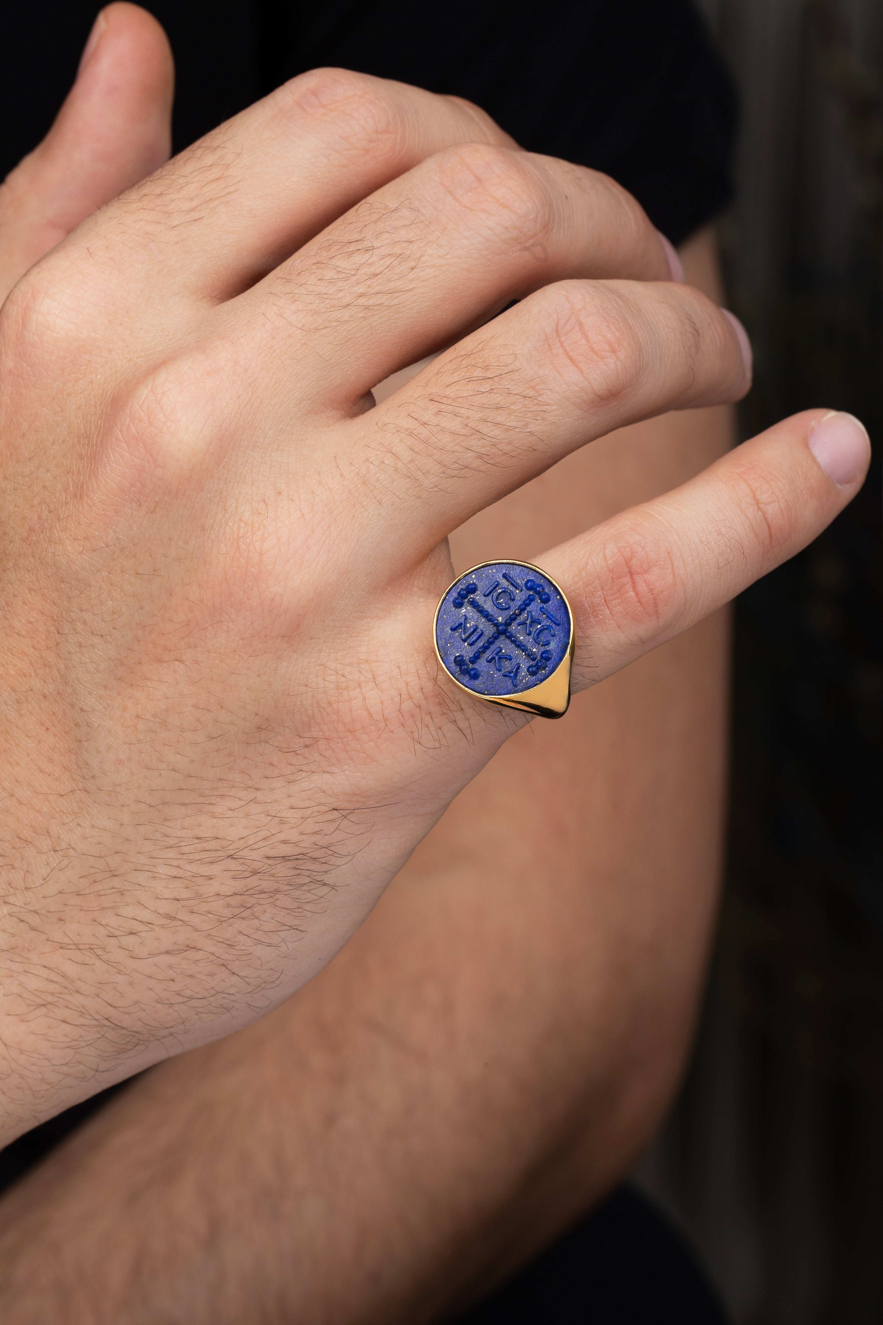 LAPIS LAZULI ICXC NIKA RING