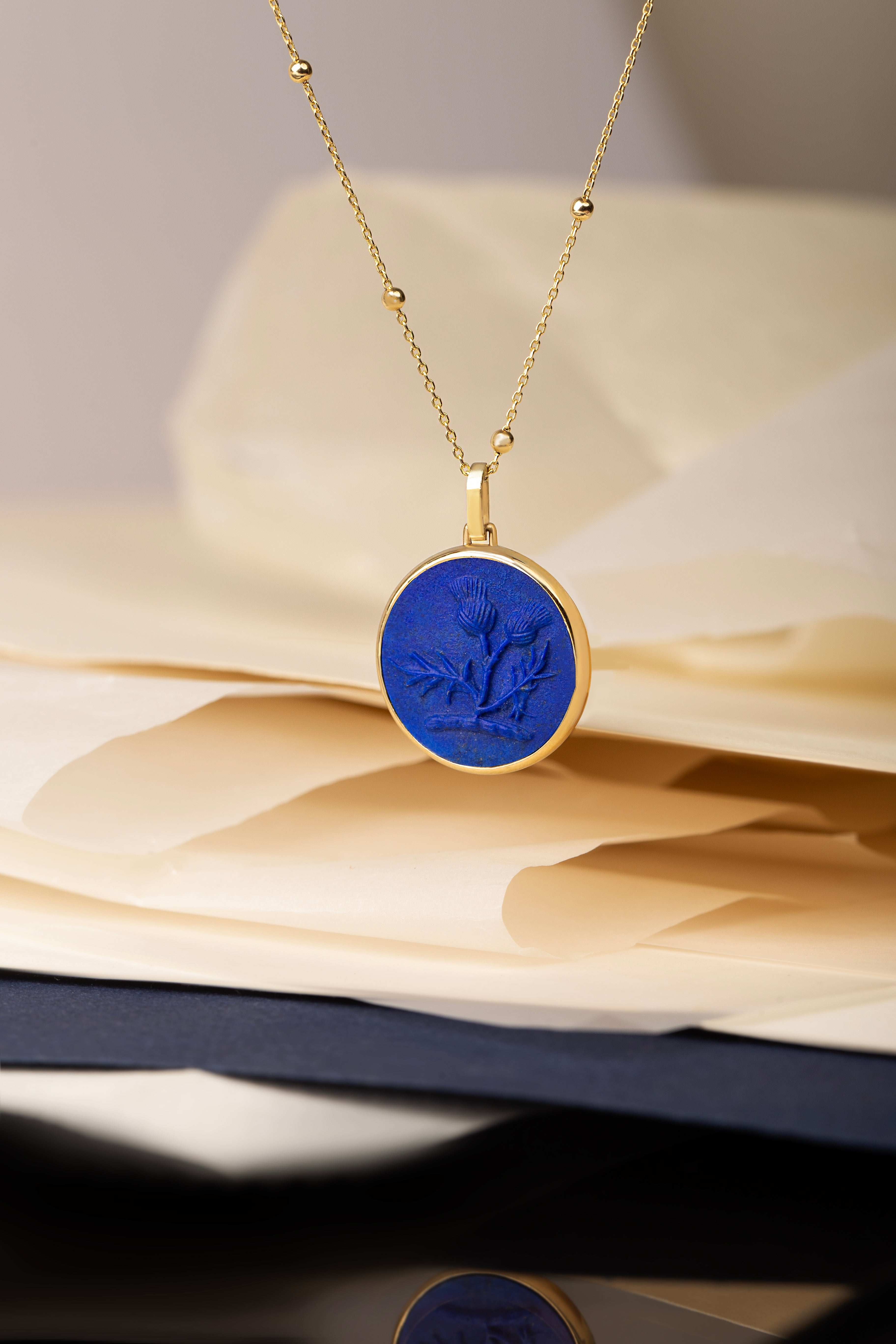 LAPIS LAZULI THISTLE NECKLACE