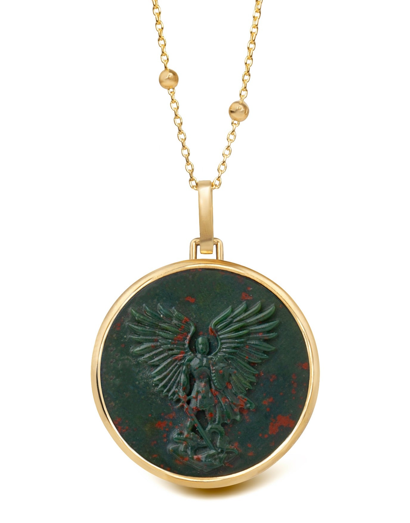 BLOODSTONE MICHAEL ARCHANGEL NECKLACE