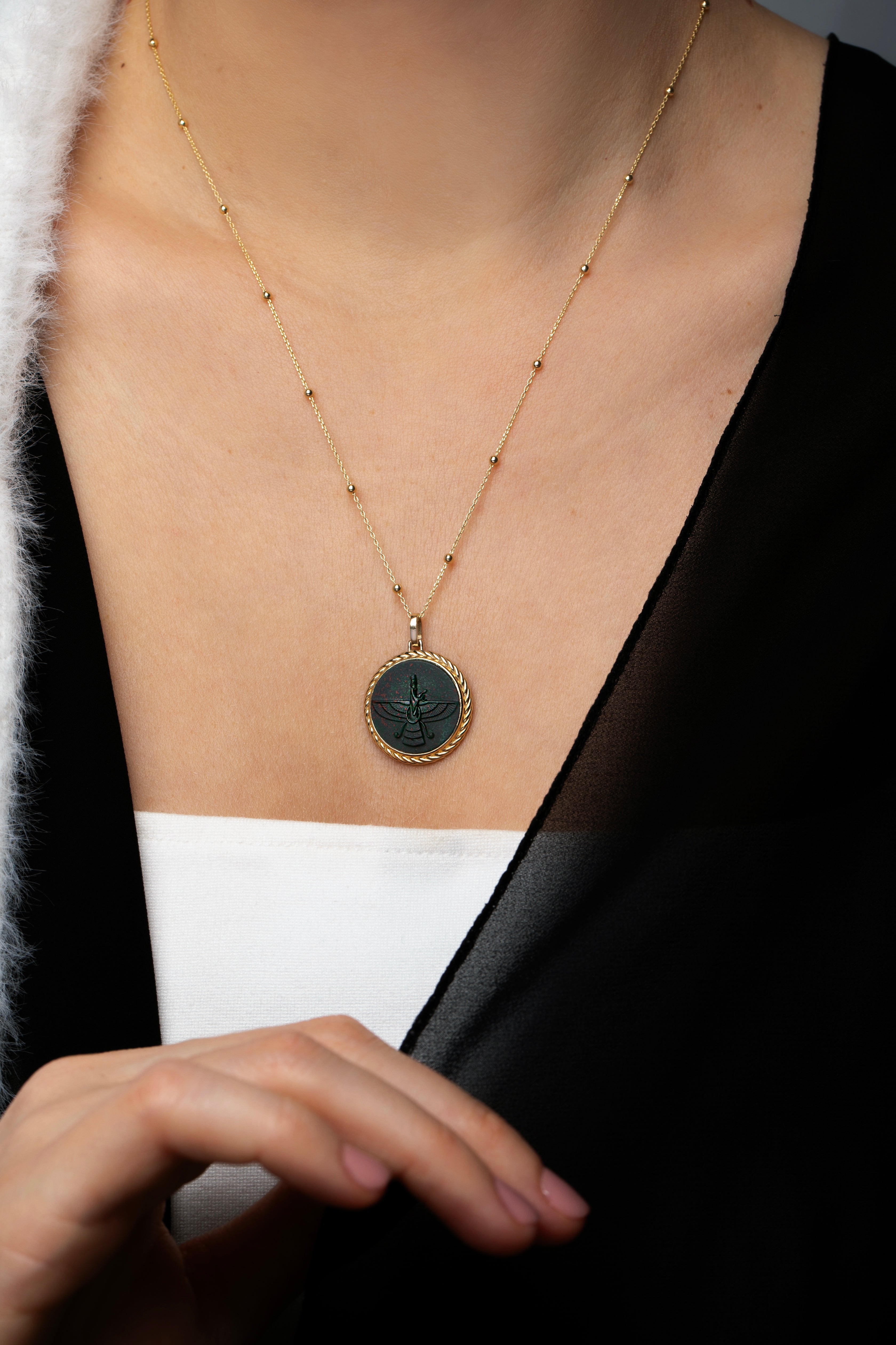 BLOODSTONE FARAVAHAR NECKLACE