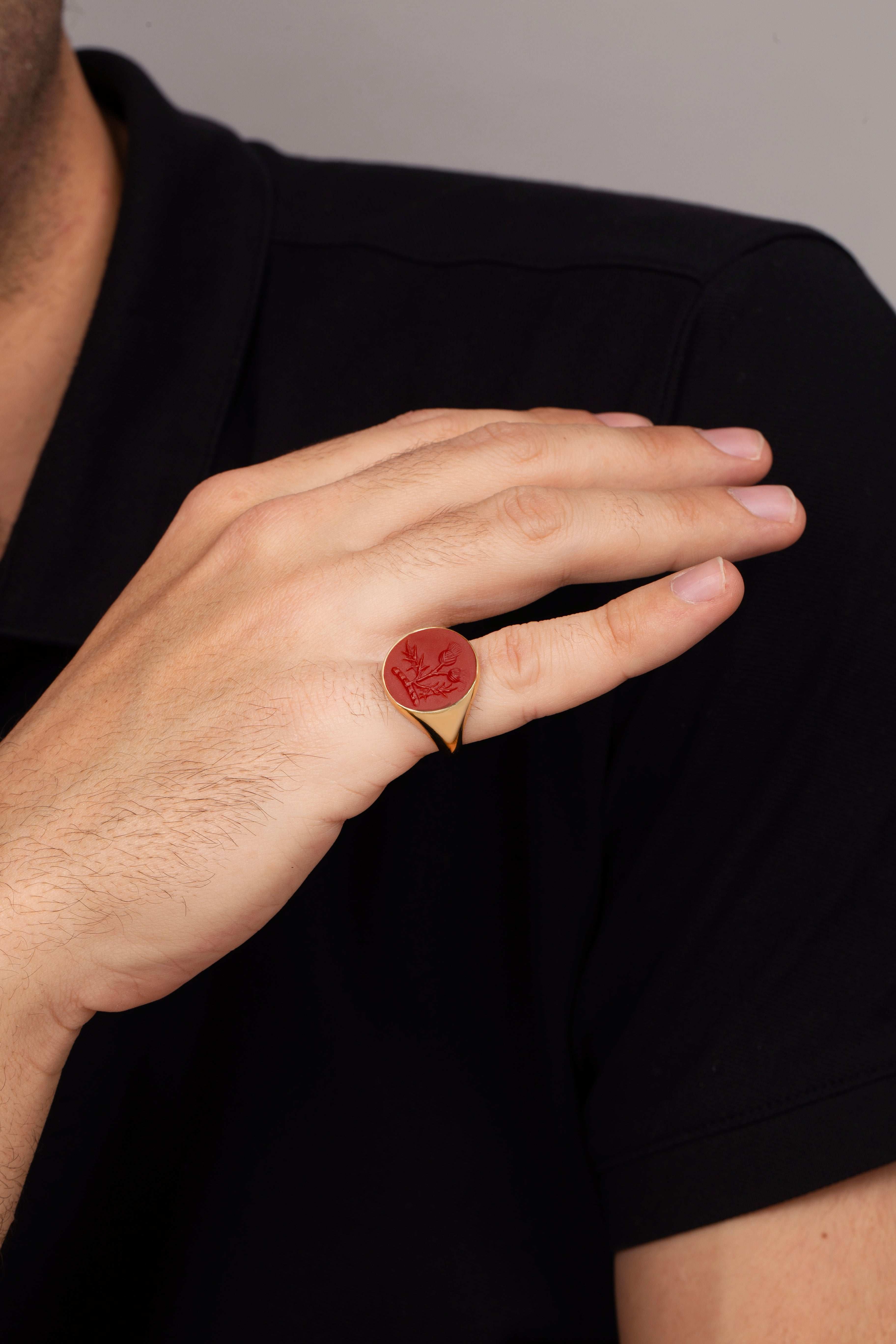 CARNELIAN THISTLE RING