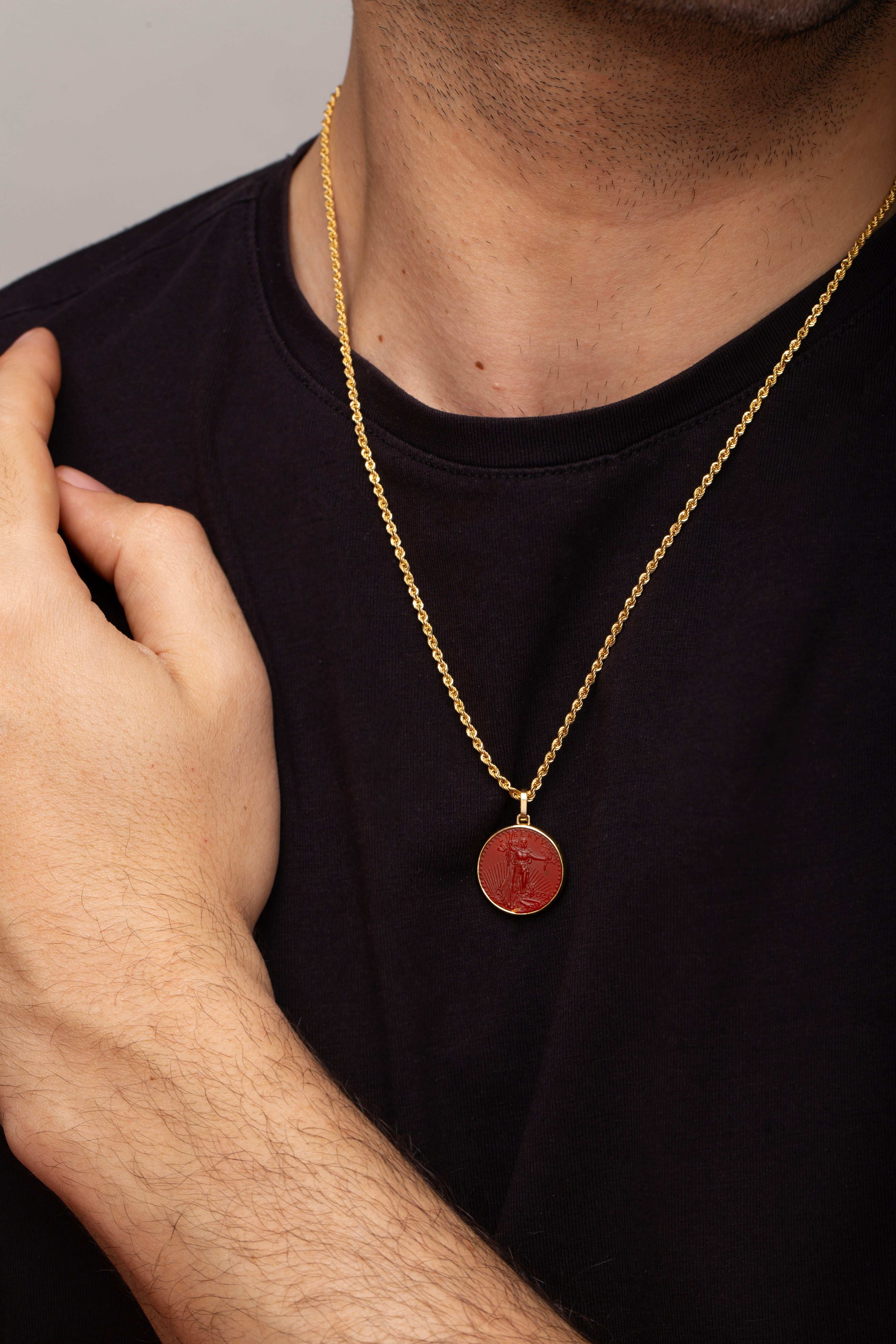 CARNELIAN AMERICAN EAGLE COIN NECKLACE