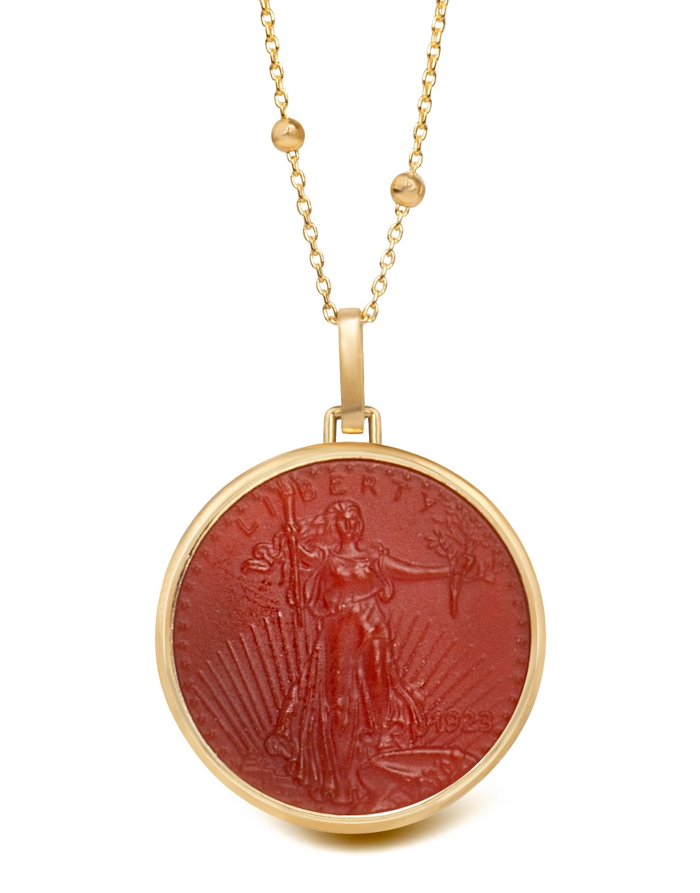 CARNELIAN AMERICAN EAGLE COIN NECKLACE