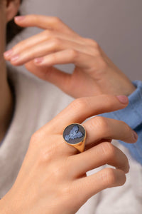 SARDONYX MICHAEL ARCHANGEL RING