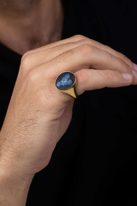 SARDONYX MICHAEL ARCHANGEL RING