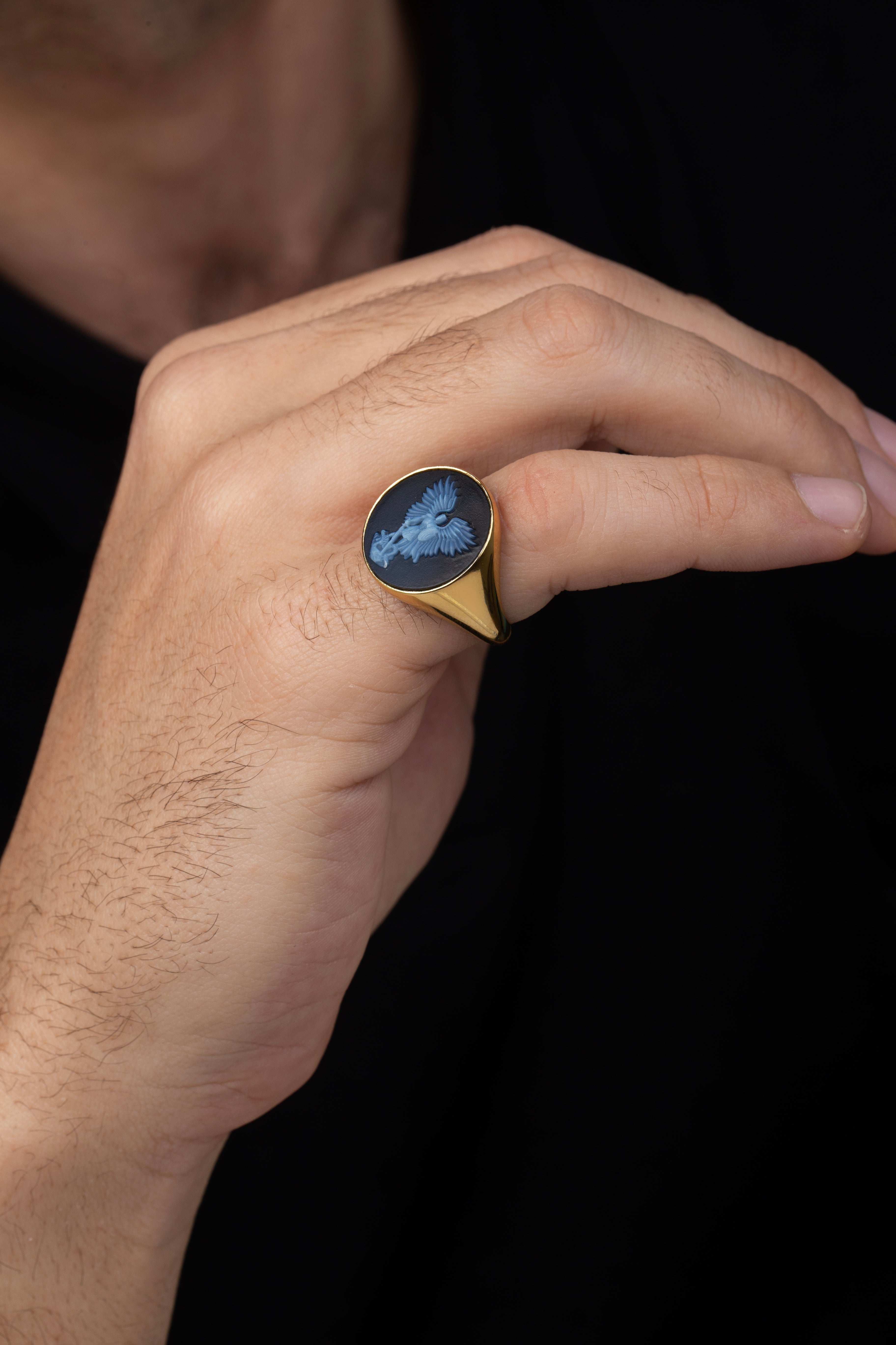 SARDONYX MICHAEL ARCHANGEL RING