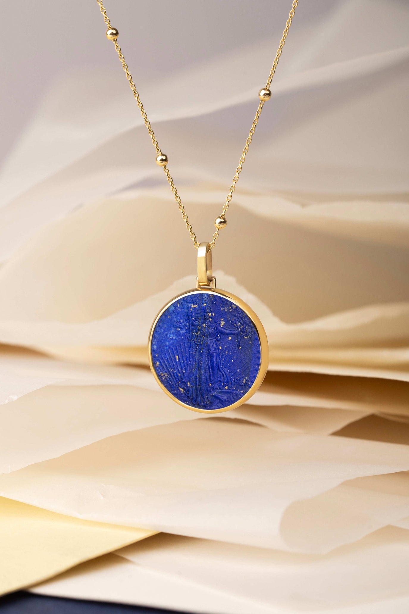 LAPIS LAZULI AMERICAN EAGLE COIN NECKLACE