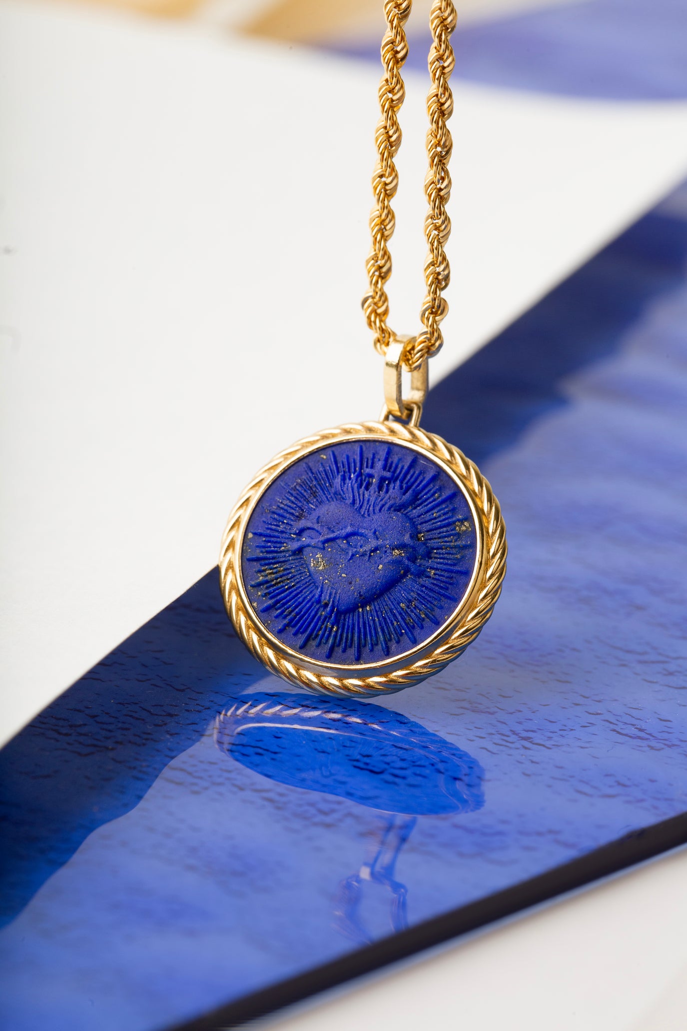 LAPIS LAZULI SACRED HEART NECKLACE
