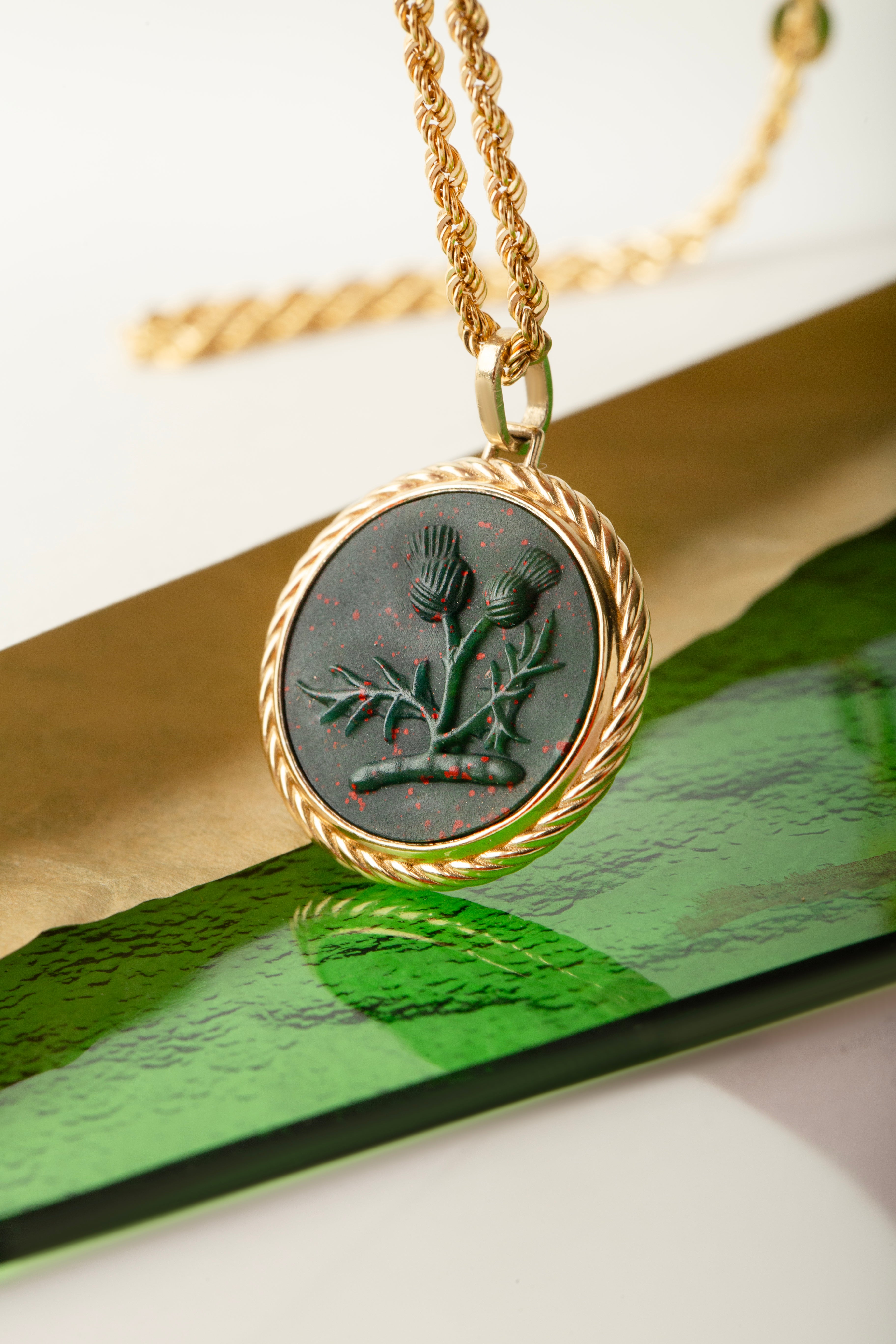 BLOODSTONE THISTLE NECKLACE