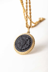 ONYX LUTHER ROSE NECKLACE