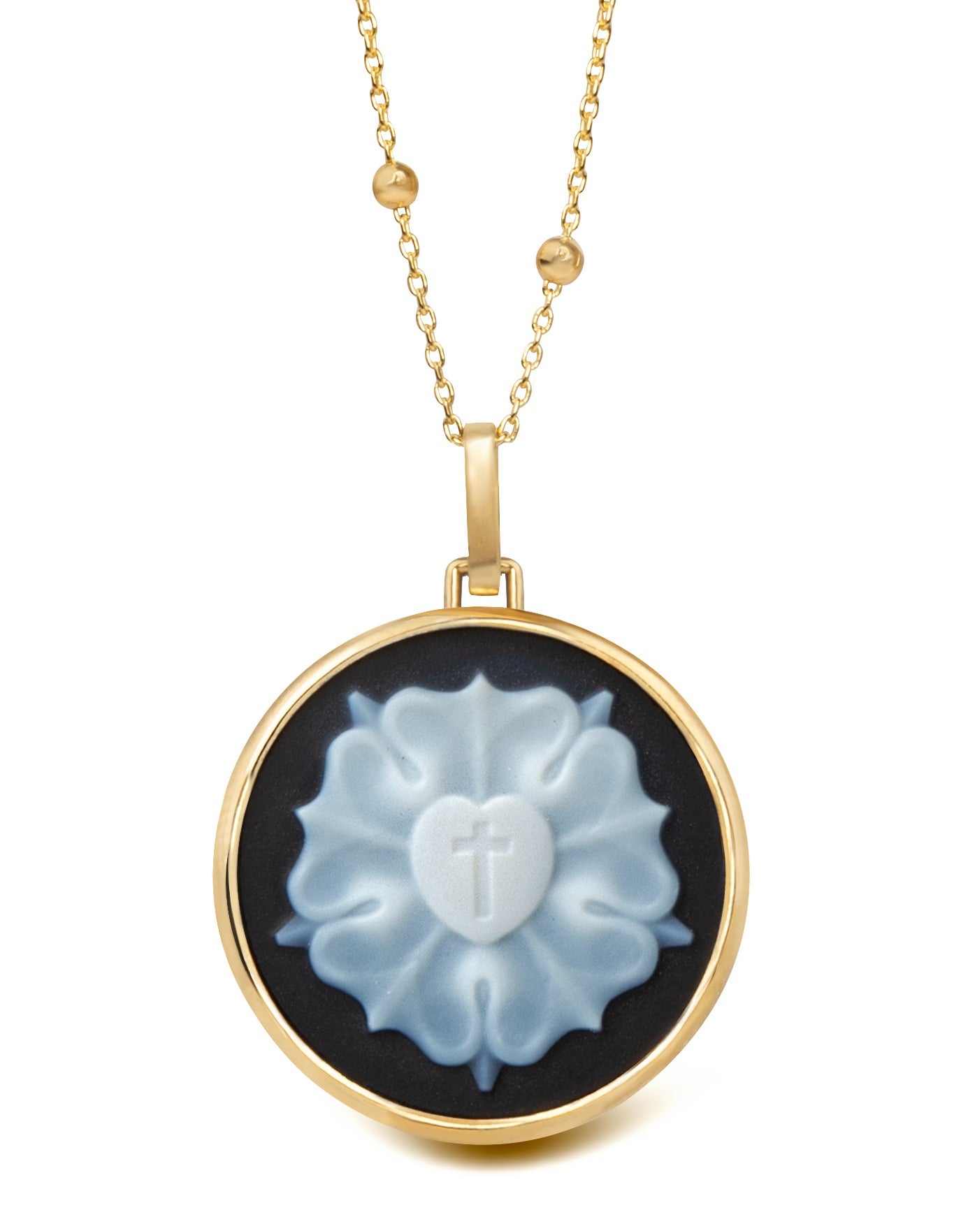 SARDONYX LUTHER ROSE NECKLACE