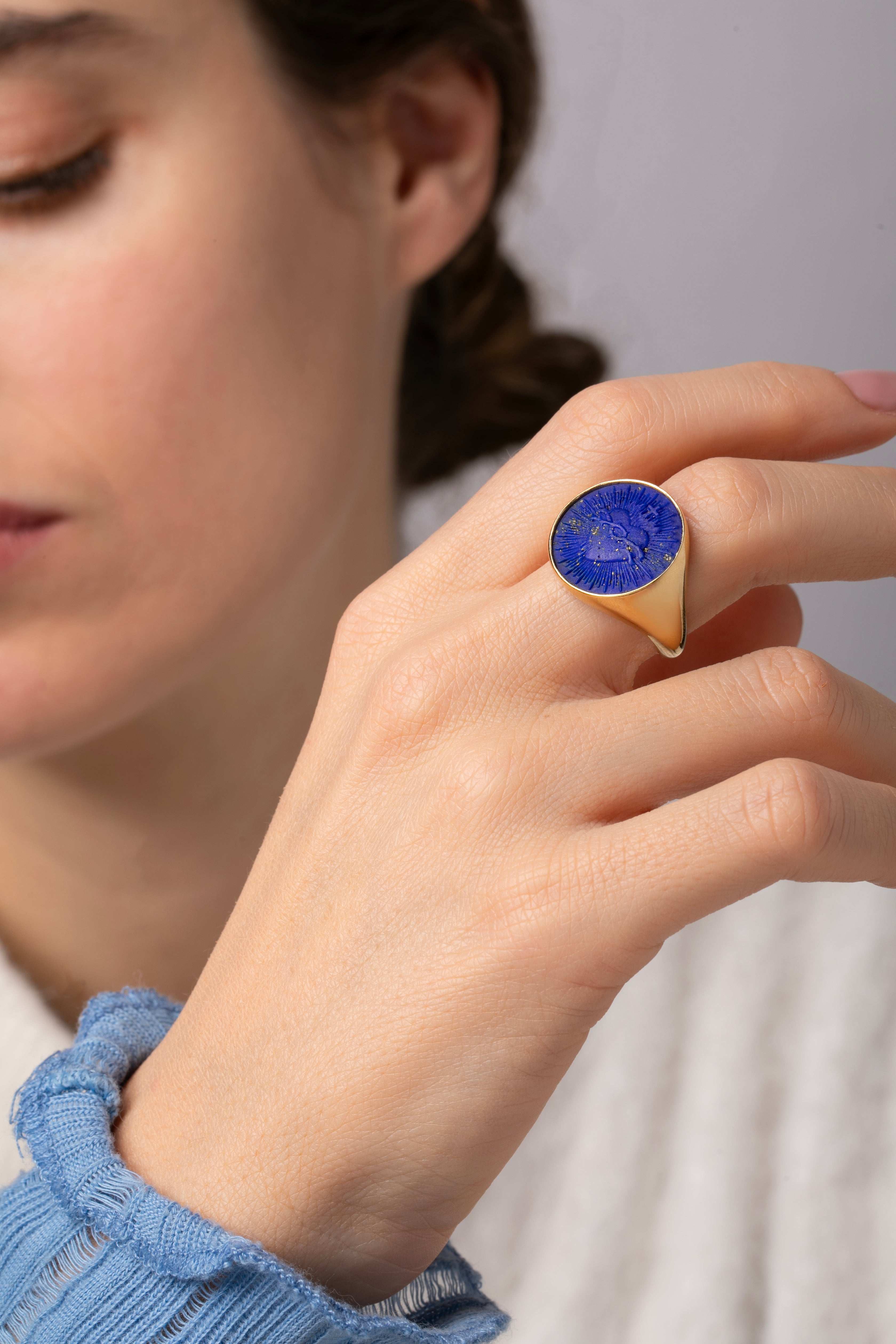 LAPIS LAZULI SACRED HEART RING