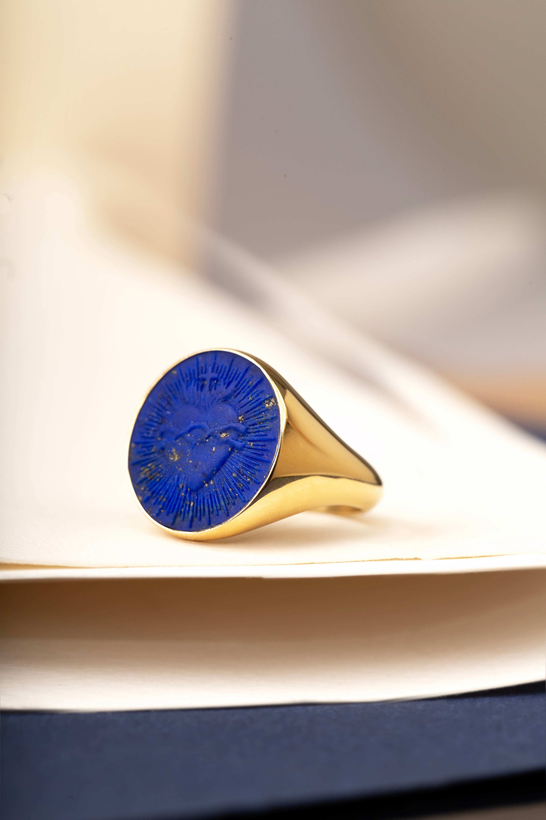 LAPIS LAZULI SACRED HEART RING