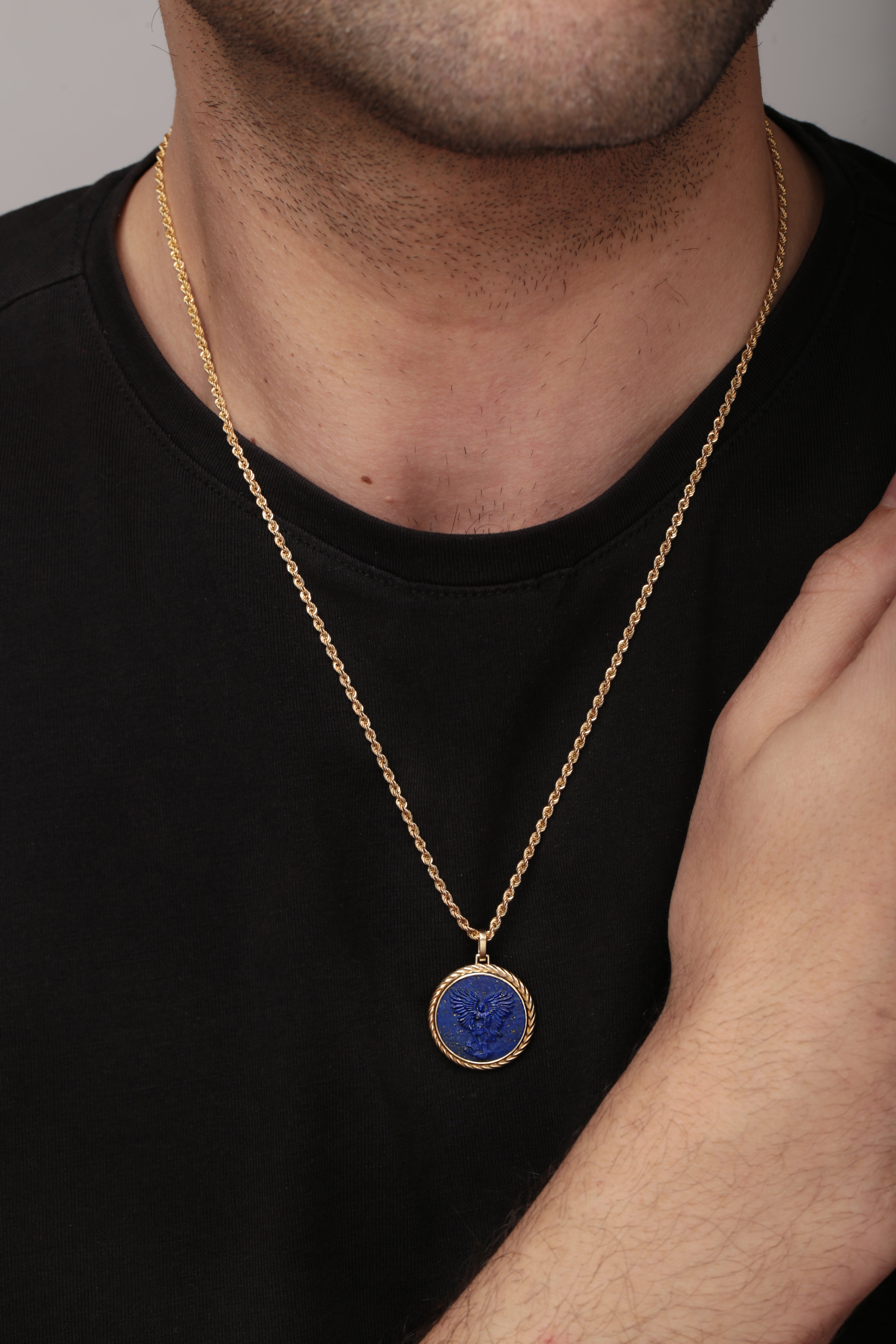 LAPIS LAZULI MICHAEL ARCHANGEL NECKLACE