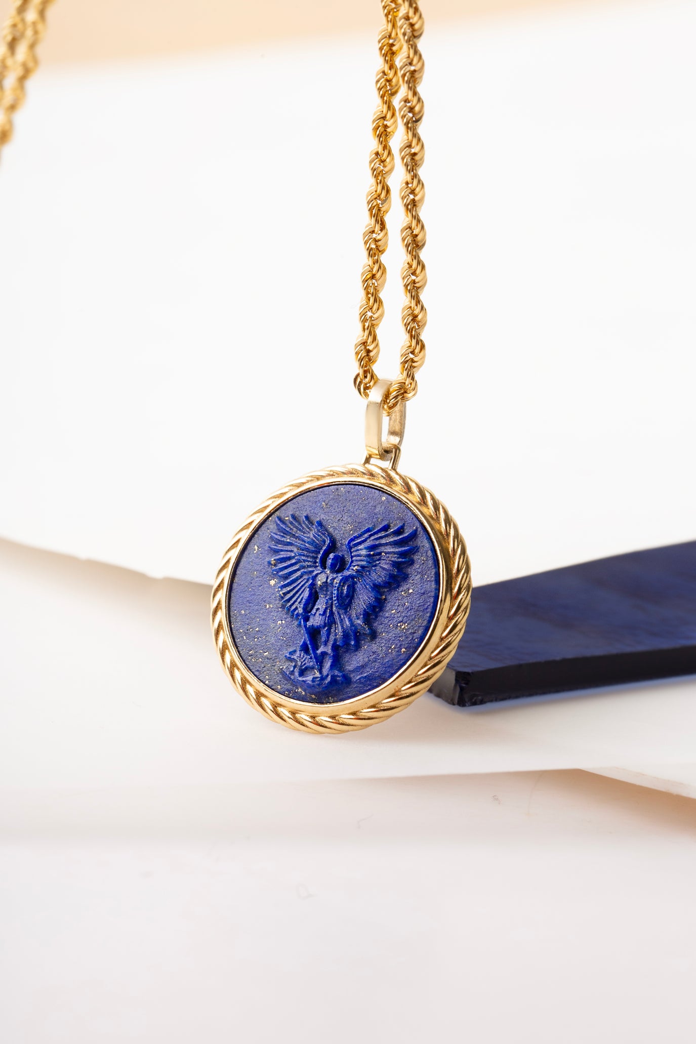 LAPIS LAZULI MICHAEL ARCHANGEL NECKLACE