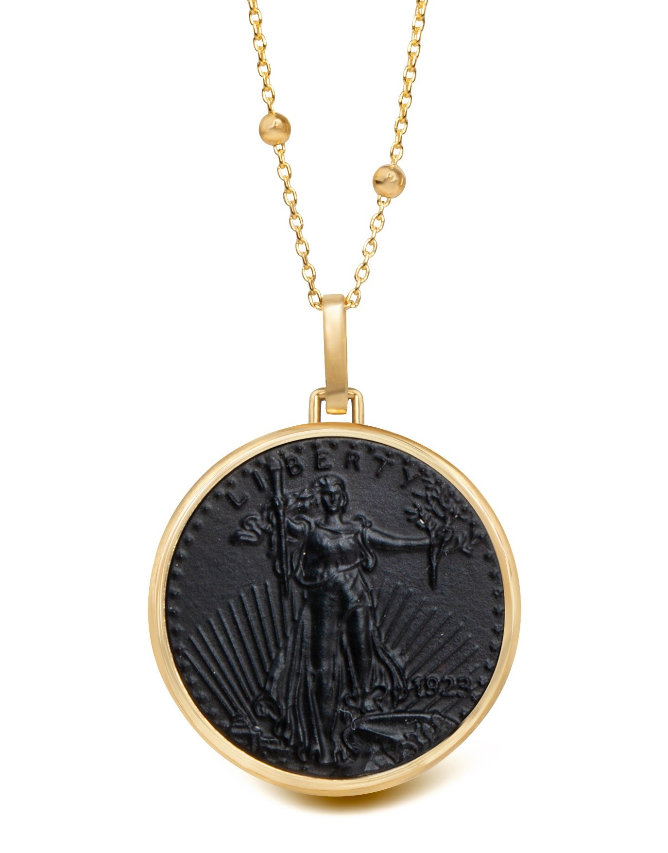ONYX AMERICAN EAGLE COIN NECKLACE