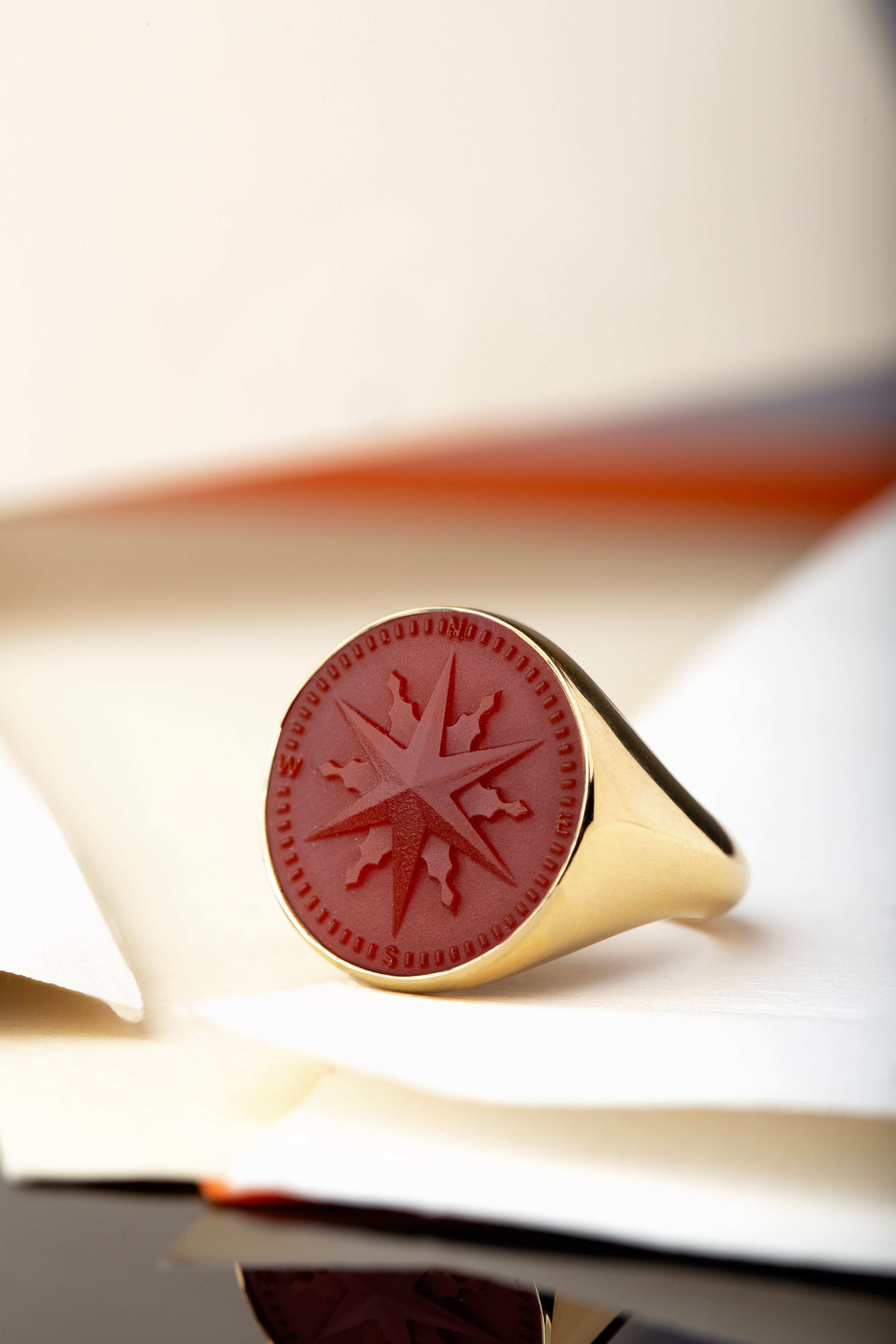 CARNELIAN COMPASS RING