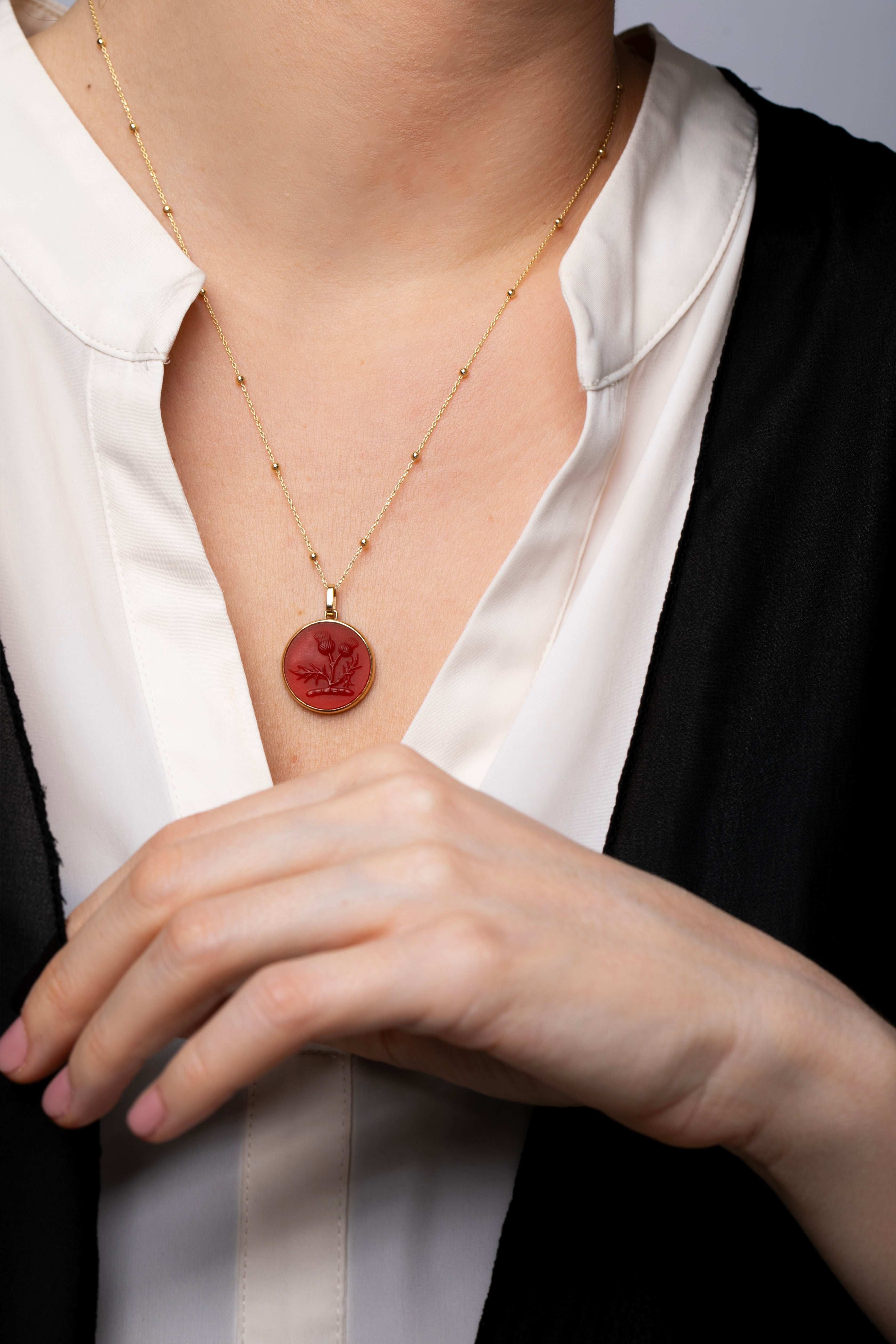 CARNELIAN THISTLE NECKLACE