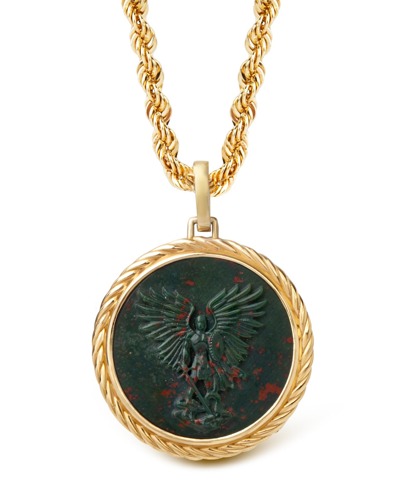 BLOODSTONE MICHAEL ARCHANGEL NECKLACE