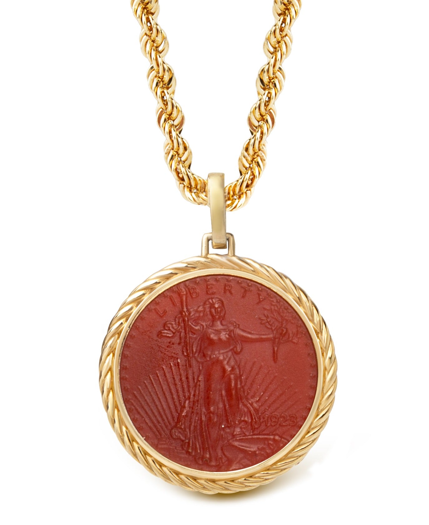 CARNELIAN AMERICAN EAGLE COIN NECKLACE