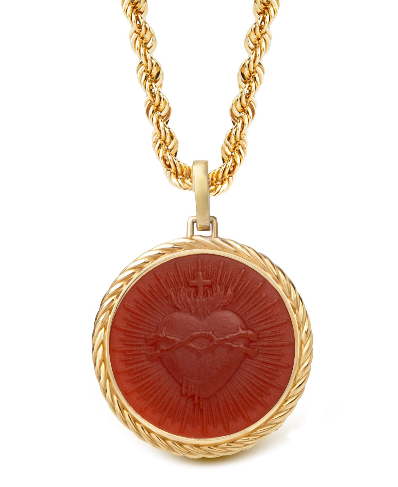 CARNELIAN SACRED HEART NECKLACE