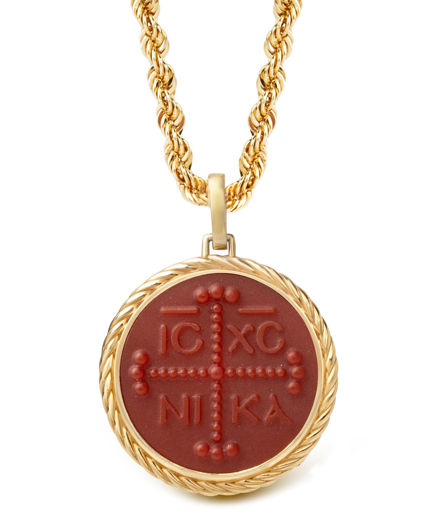 CARNELIAN ICXC NIKA CROSS NECKLACE