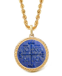 LAPIS LAZULI ICXC NIKA CROSS NECKLACE