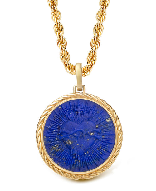 LAPIS LAZULI SACRED HEART NECKLACE
