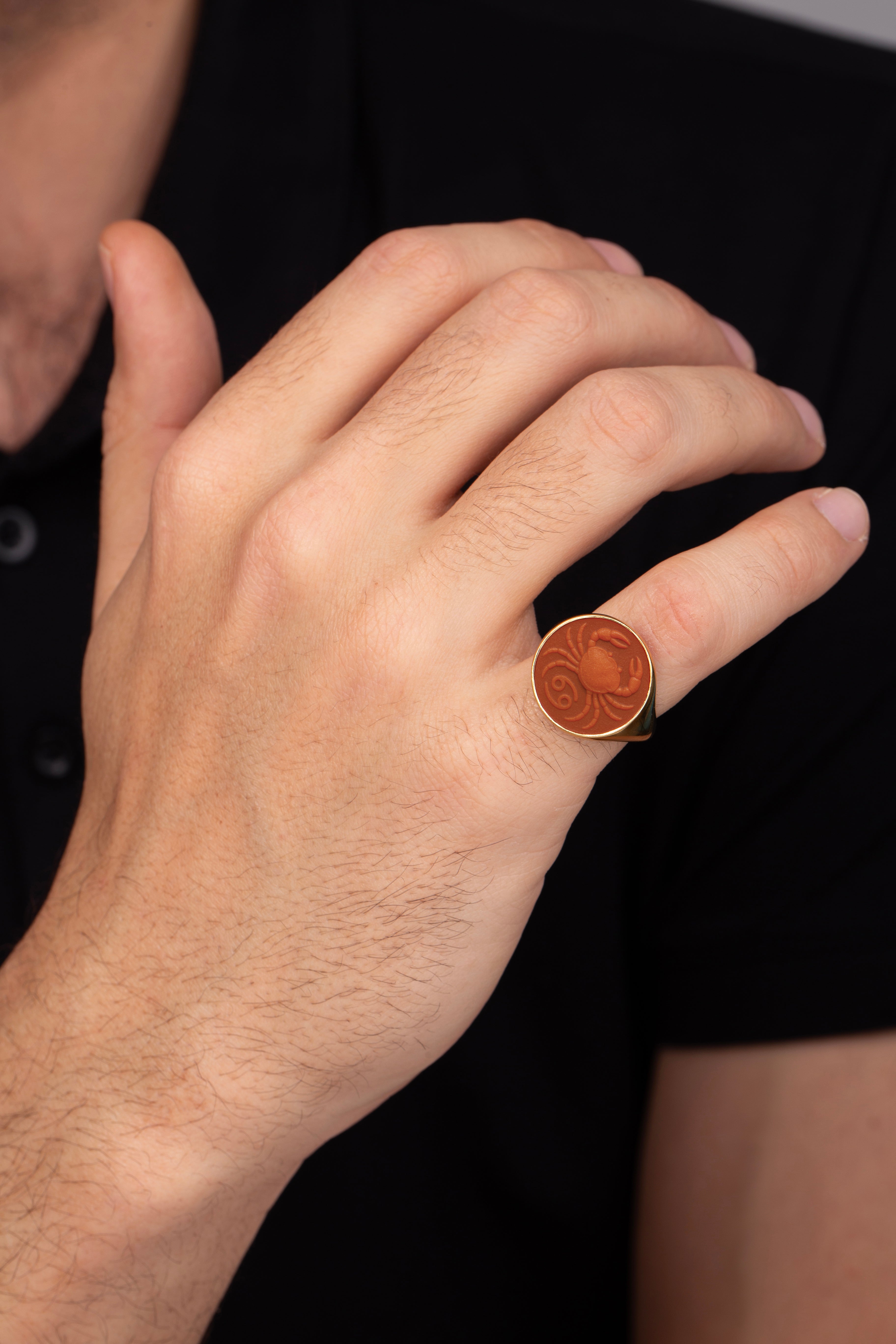 CARNELIAN CANCER RING