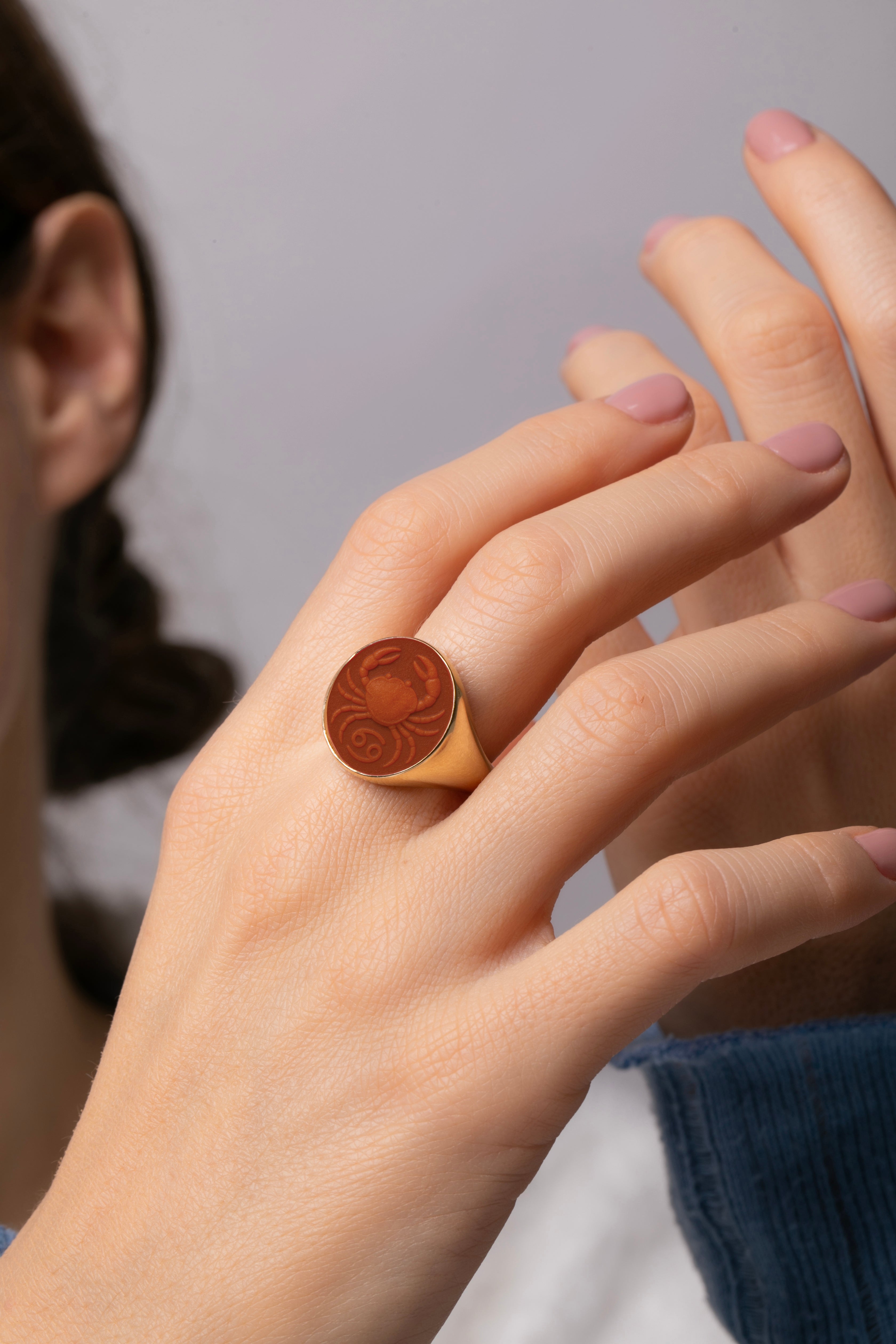 CARNELIAN CANCER RING