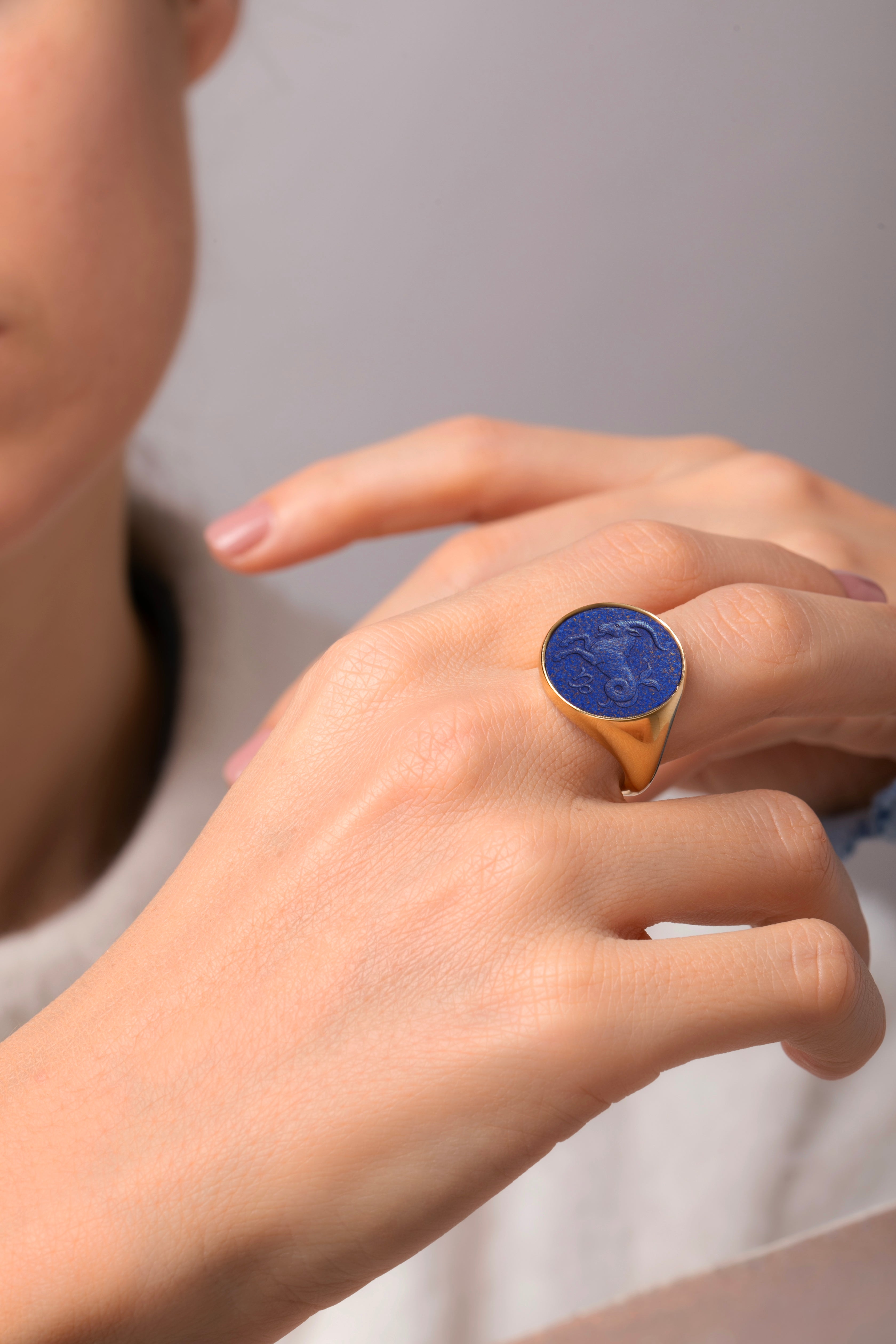 LAPIS LAZULI CAPRICORN RING