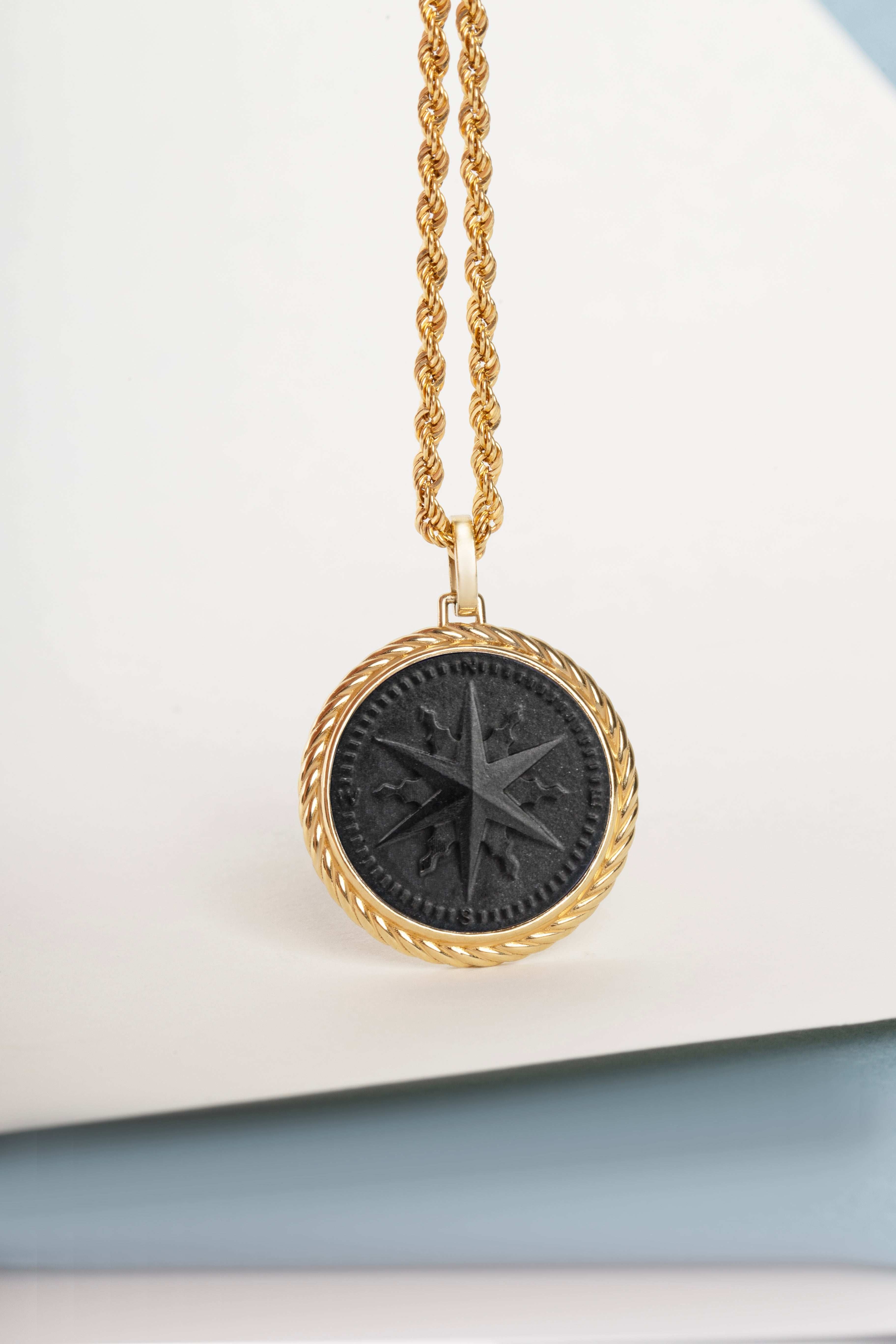 ONYX COMPASS NECKLACE