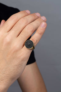 ONYX COMPASS RING