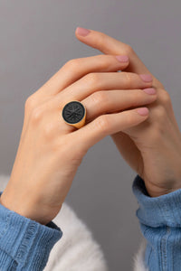 ONYX COMPASS RING