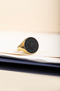 ONYX COMPASS RING