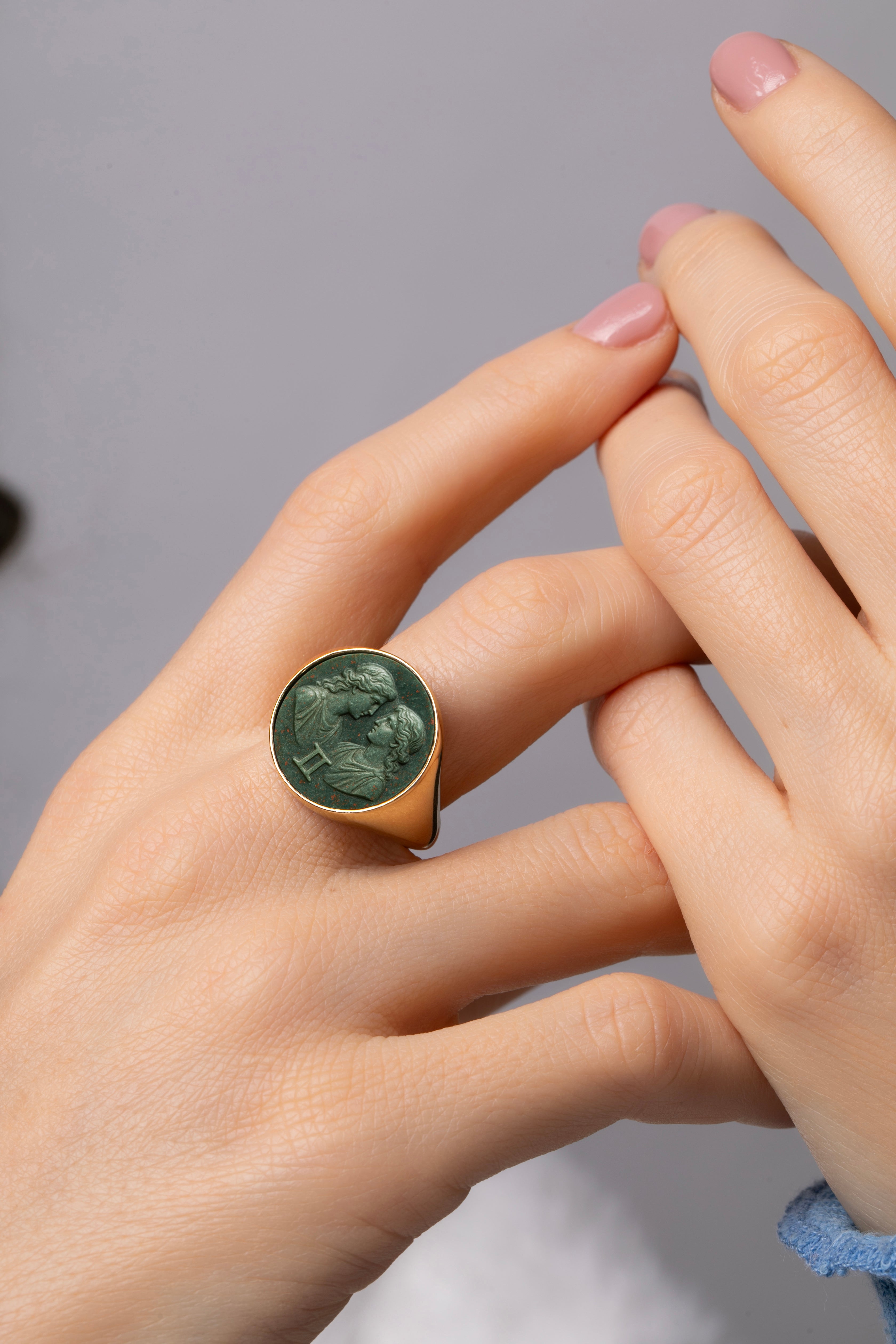 BLOODSTONE GEMINI RING