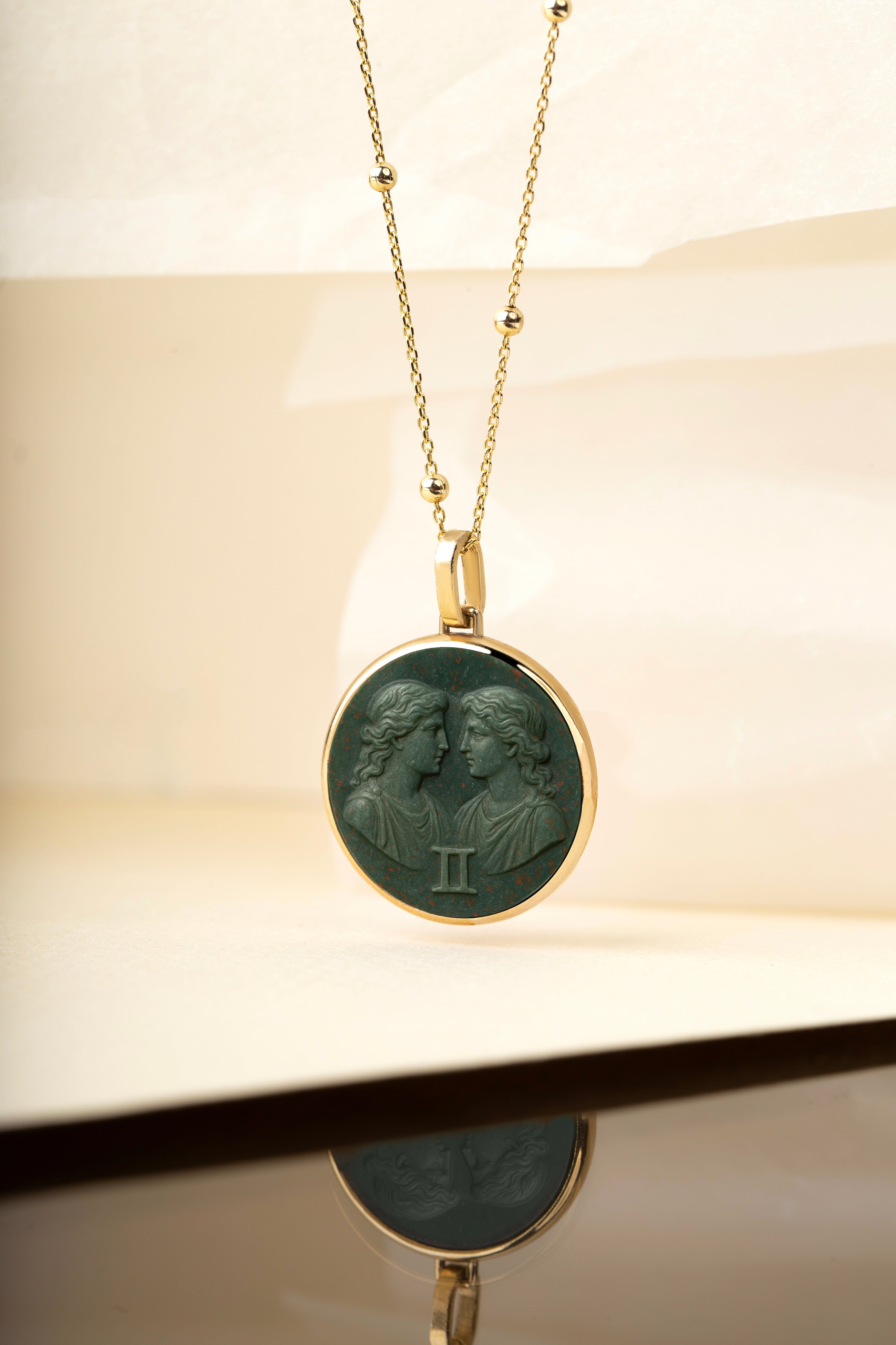 BLOODSTONE GEMINI NECKLACE