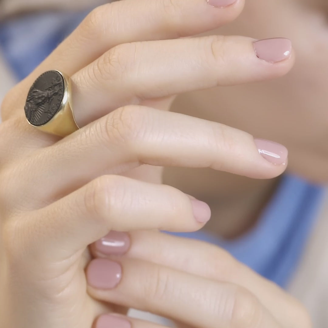 ONYX AMERICAN EAGLE COIN RING