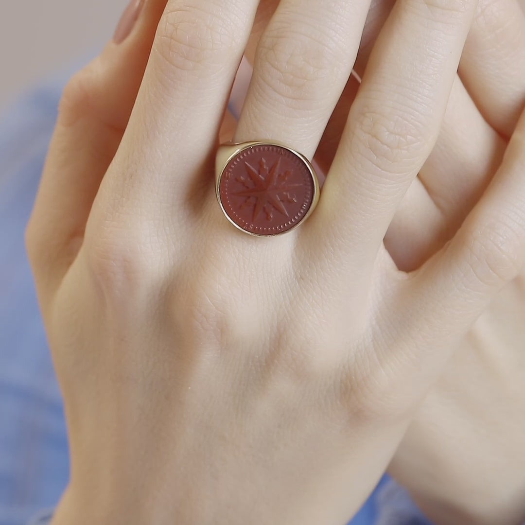 CARNELIAN COMPASS RING