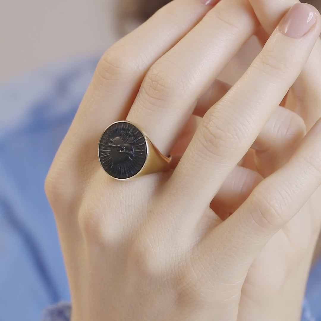ONYX SACRED HEART RING